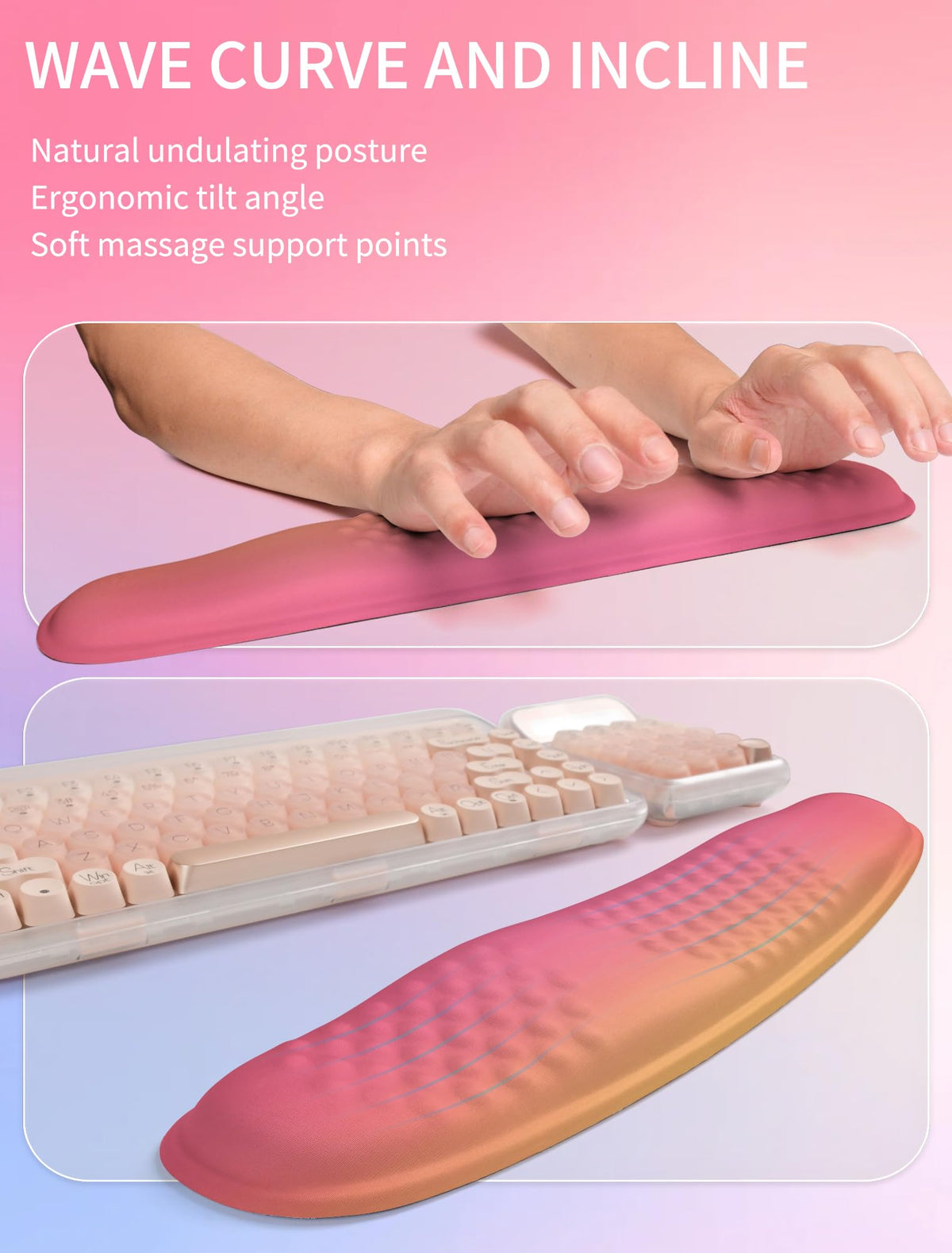 Hokafenle 2in1 Combination, Wave Keyboard Wrist Rest and Ergonomic Curvature Mouse Pad Wrist