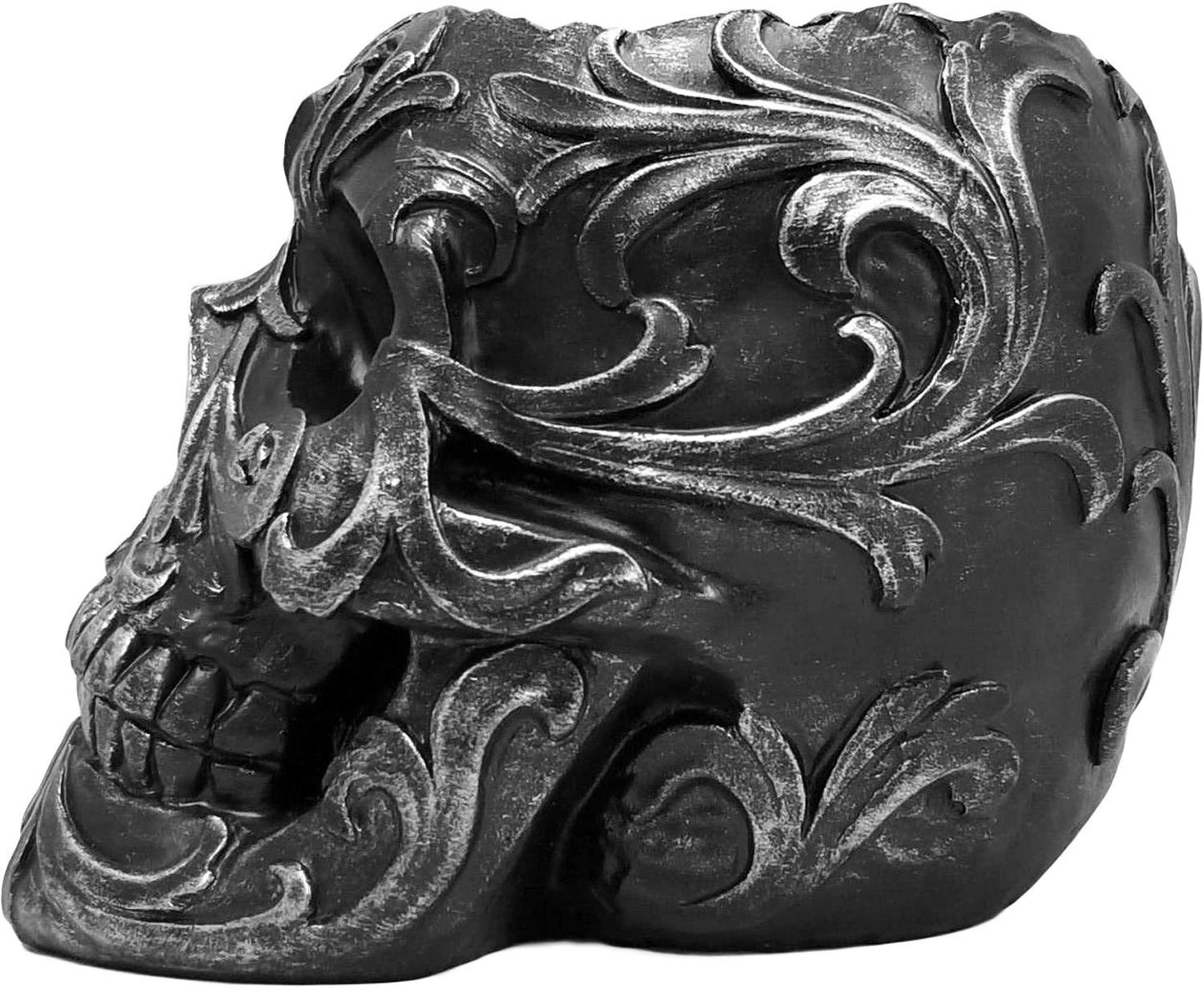DWK Skull Victorian Gothic Decorative Pen Holder | Goth Office Supplies and Black Desk Organizers