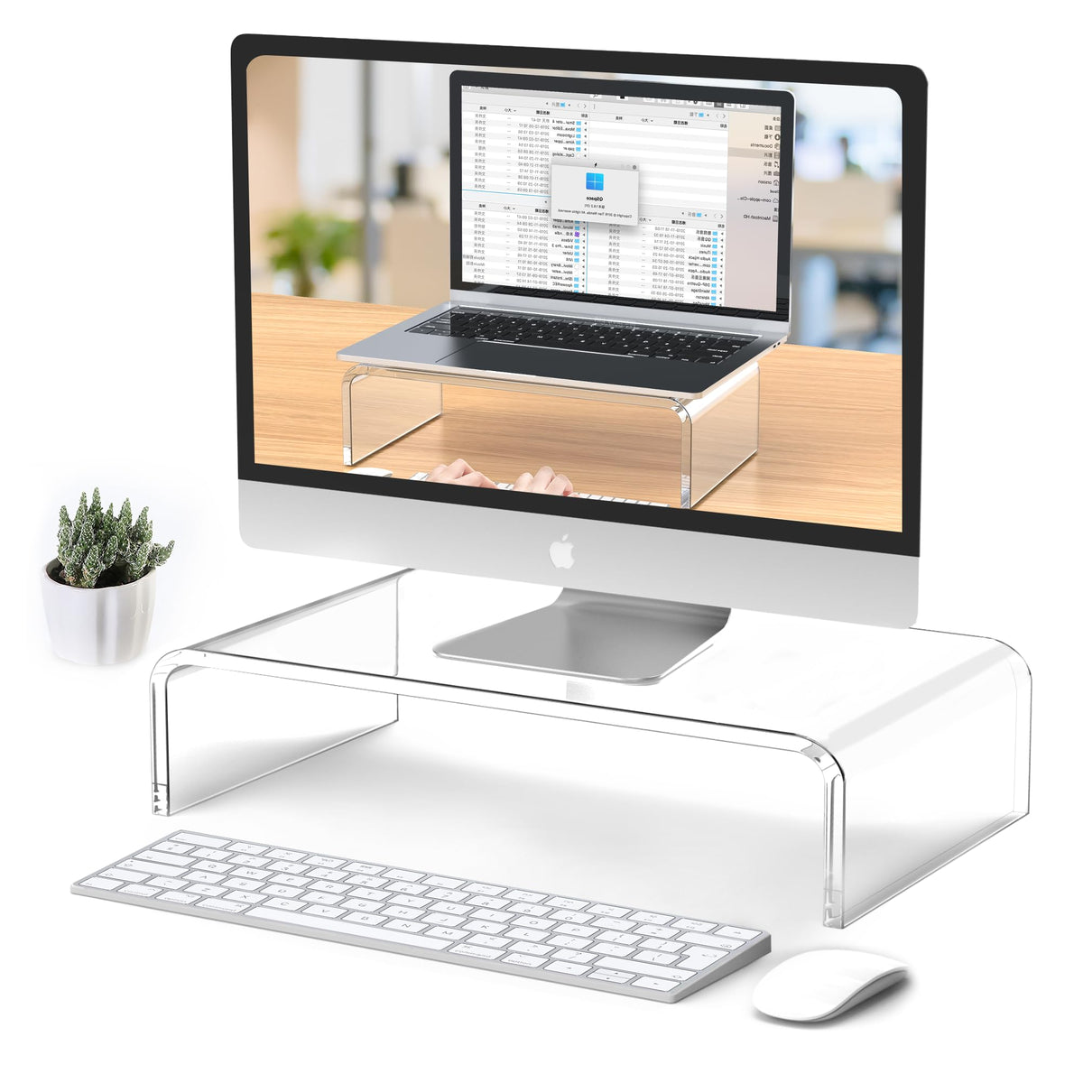 Beimu Acrylic Monitor Stand Riser Clear Laptop Stand Riser L12.5 xW7.5 xH4