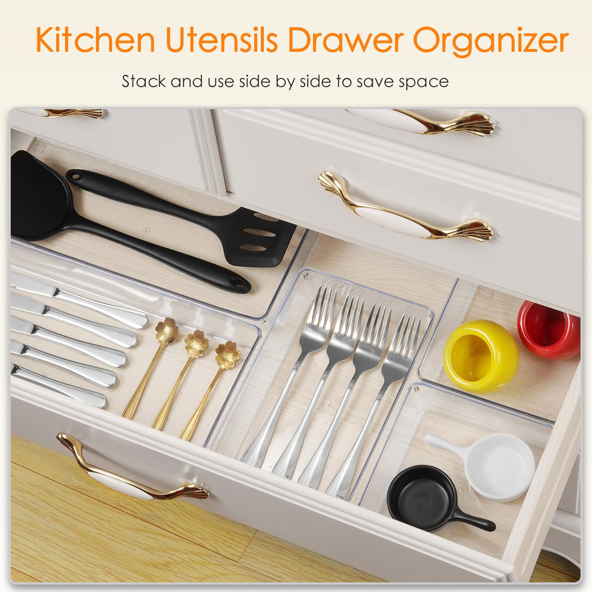 Criusia Drawer Organizer, 26 Pack Clear Plastic Drawer Organizer Bins, Versatile Organization and