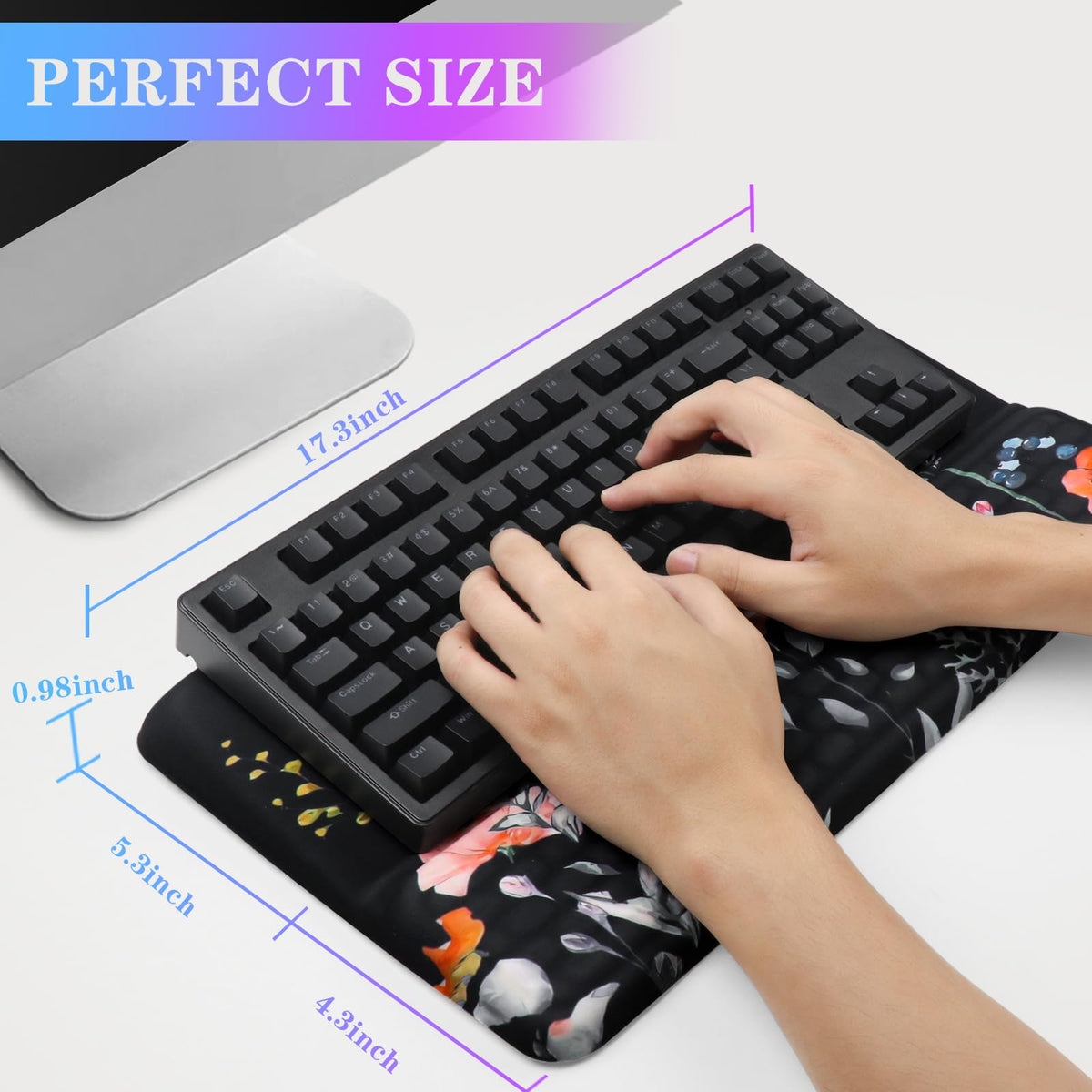 Computer Keyboard Stand with Wrist Rest, Ergonomic Tilted Keyboard Holder - Keyboard Riser with
