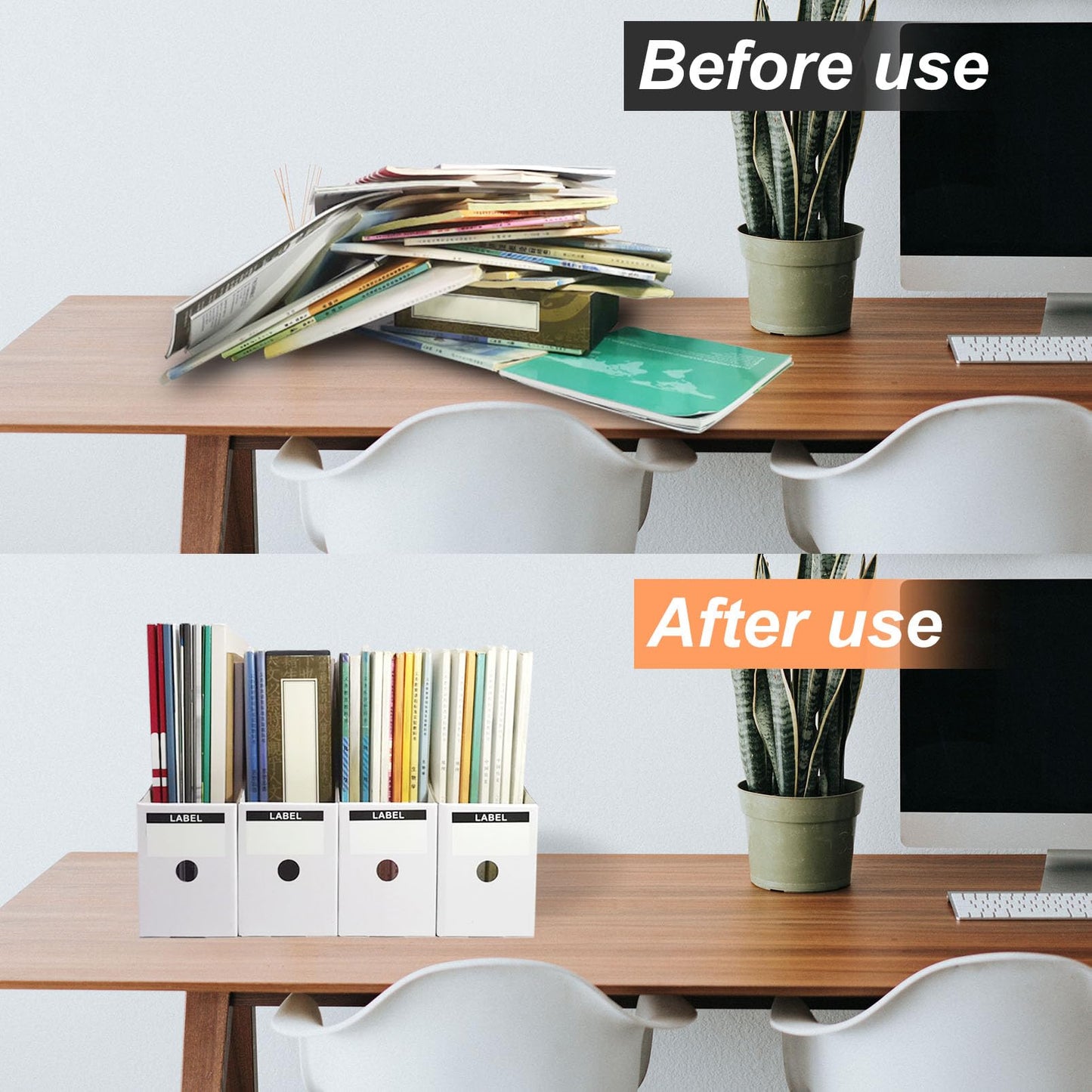 Limitliho 24 Pack White Cardboard Magazine Holder for Desk or Shelves