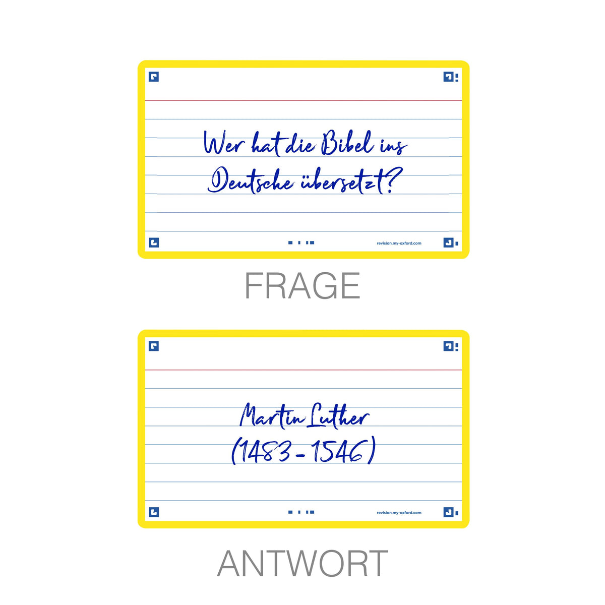 Flash Cards by Oxford, Ruled with Yellow Frame, Pack of 80 Cards, 7.5x12.5cm Size, 400133883