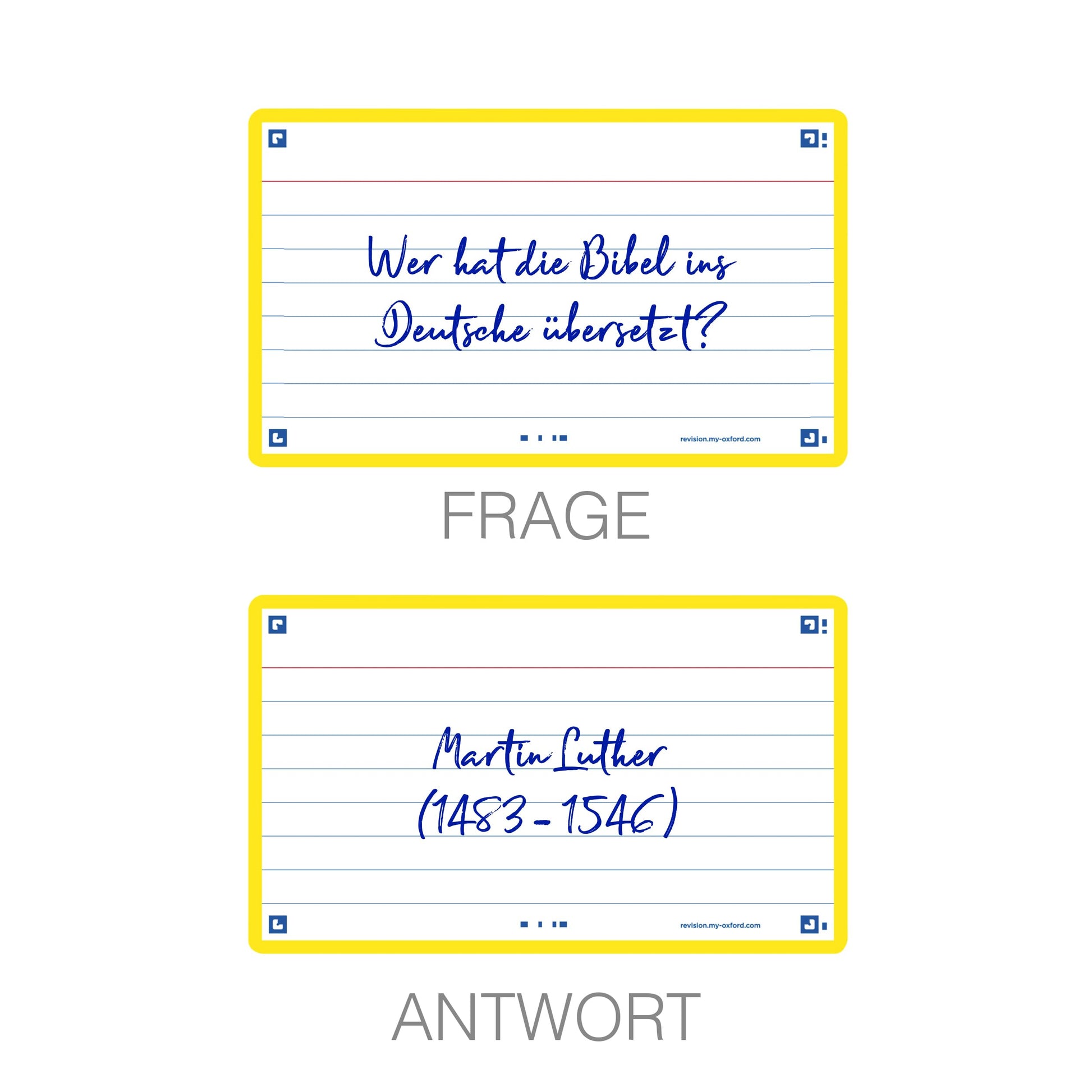 Flash Cards by Oxford, Ruled with Yellow Frame, Pack of 80 Cards, 7.5x12.5cm Size, 400133883