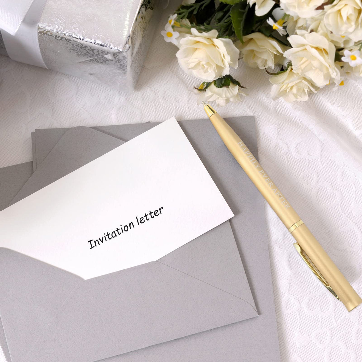 Outus 100 Pcs Wedding Favors Pens Metal Bulk Slim Ballpoint Pen, Gold
