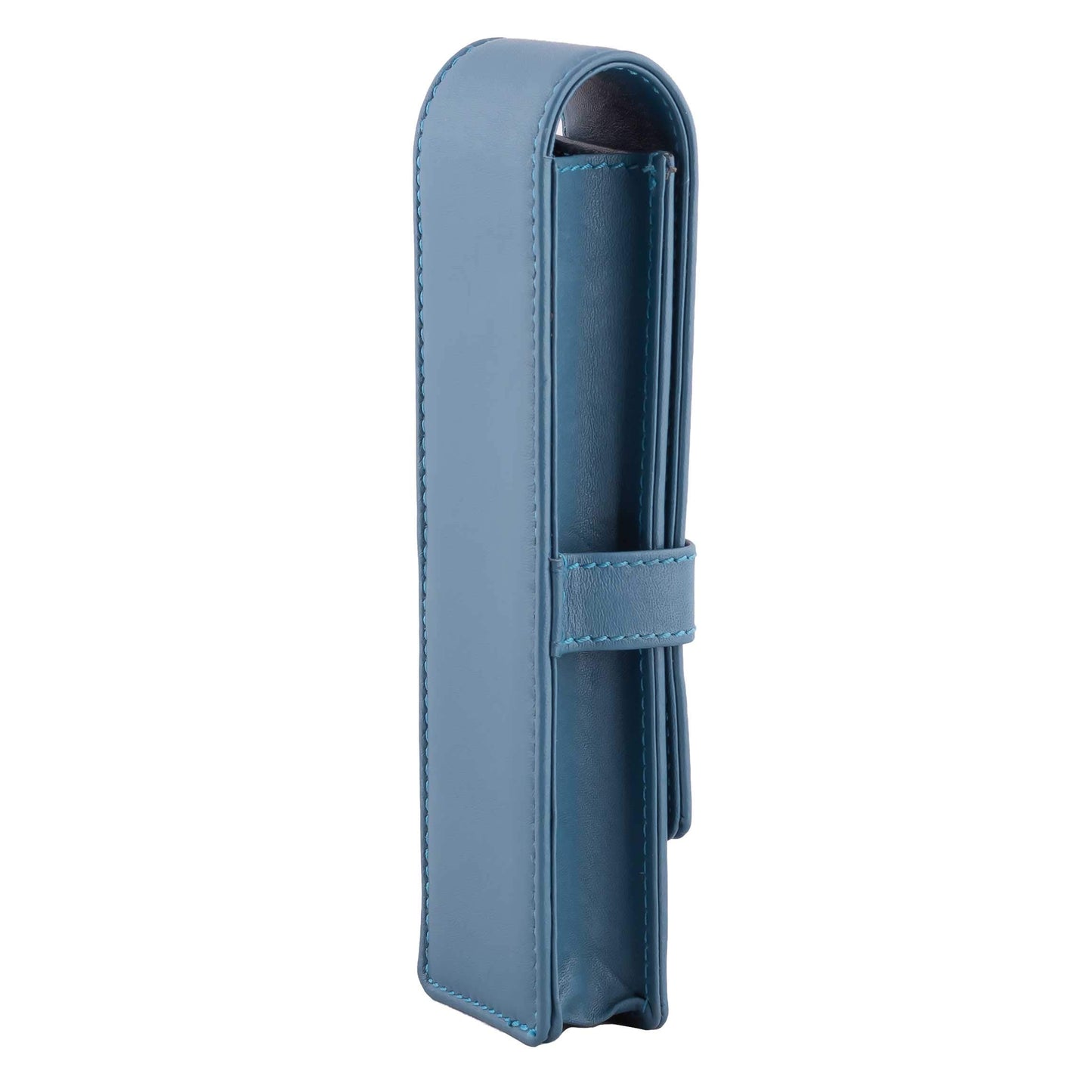 DiLoro Leather Pen Case Pouch Holder for Two Fountain Ballpoint Rollerball Pens or Pencils (Sololio