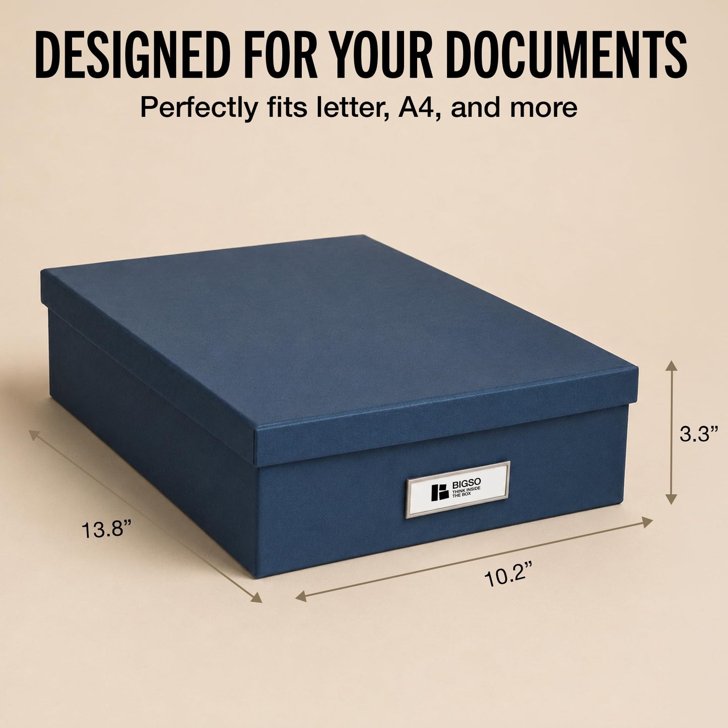 Bigso Box of Sweden Oskar Fiberboard Label Frame Document Letter Box | File Organizer for Important