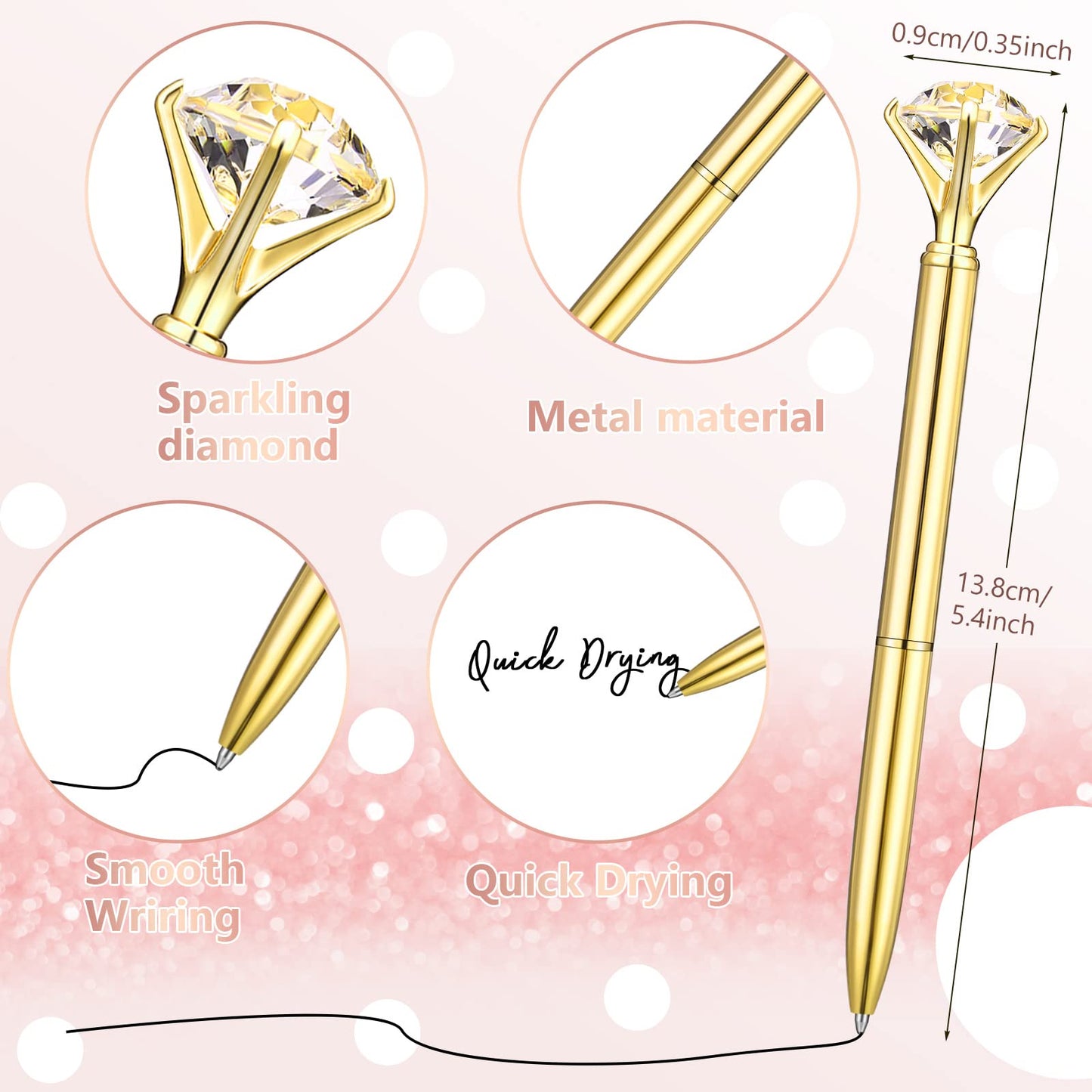 Leinuosen 50 Pcs Diamond Bridal Showers Pen Bulk, Gold