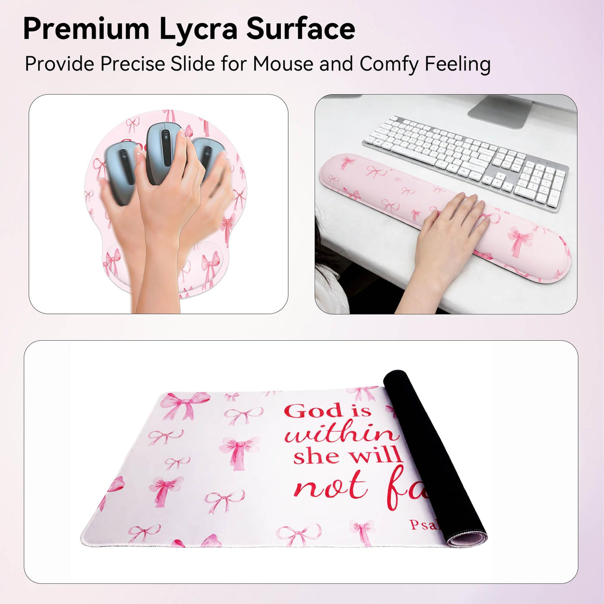 Desk Mat Set + Keyboard and Mouse Pad with Wrist Rest Support,4-in-1 Large Mousepad Computer Mats