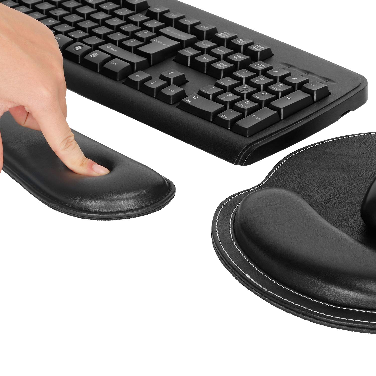RICHEN Ergonomic PU Leather Keyboard Wrist Rest and Mouse Pad with Wrist Support, Memory Foam Set