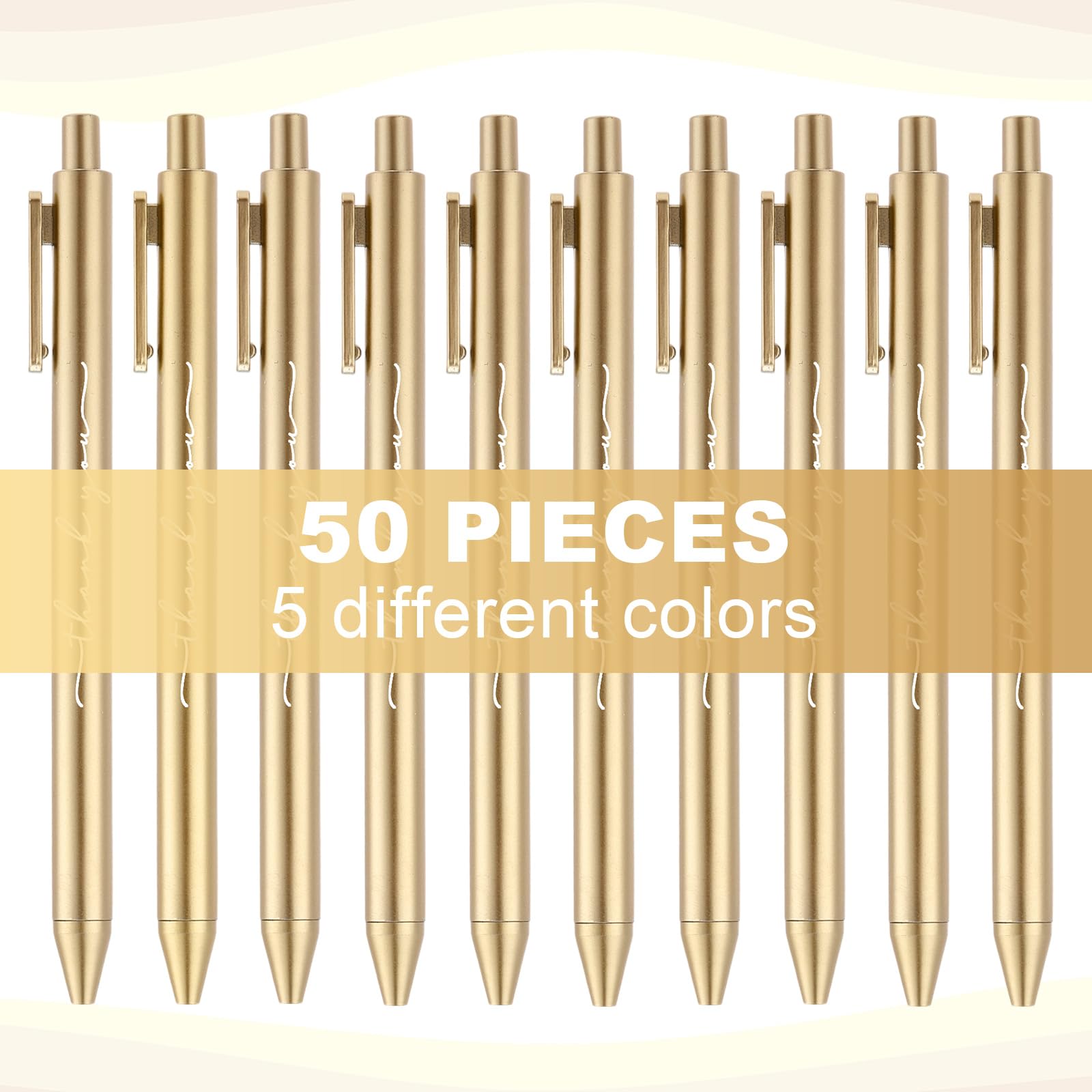 Dispowreath 50 Pcs Thank You Pen Bulk Cute Server Ballpoint, Gold
