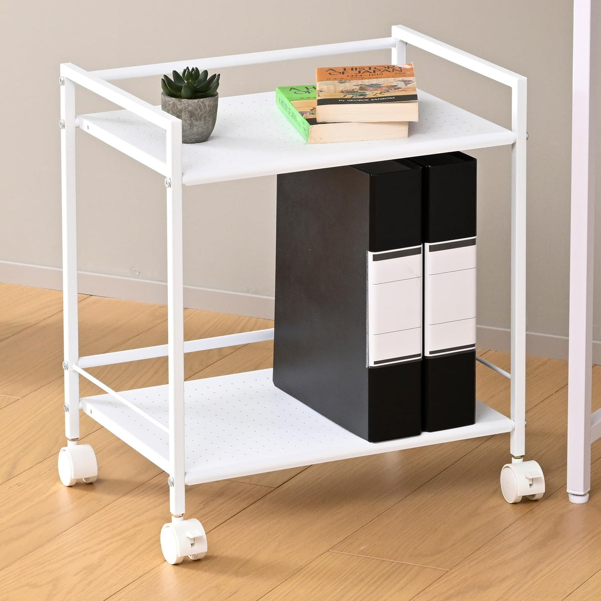 YAMAZEN CPR-50432C(WH) Steel Rack with Casters, 2 Tiers, White