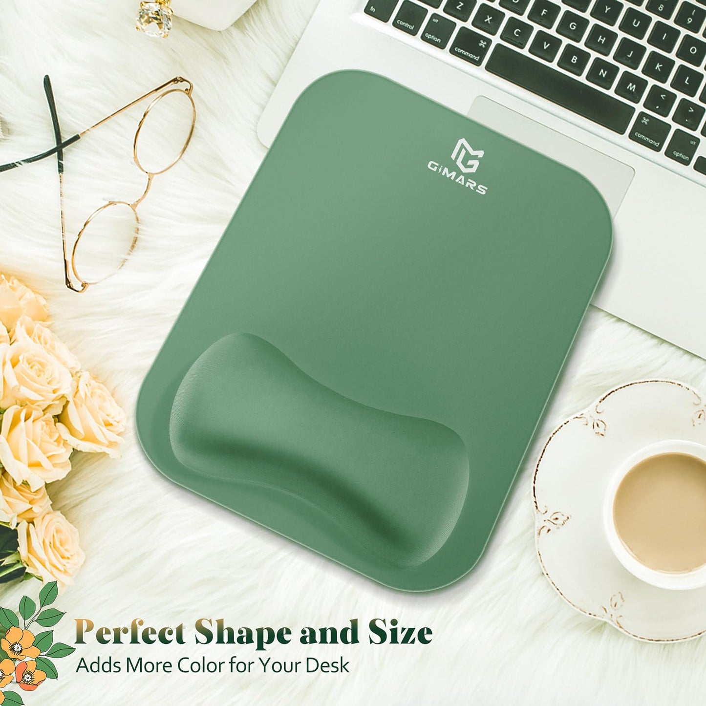 Gimars Large Smooth Superfine Fibre Memory Foam Ergonomic Mouse Pad Wrist Rest Support - Mousepad