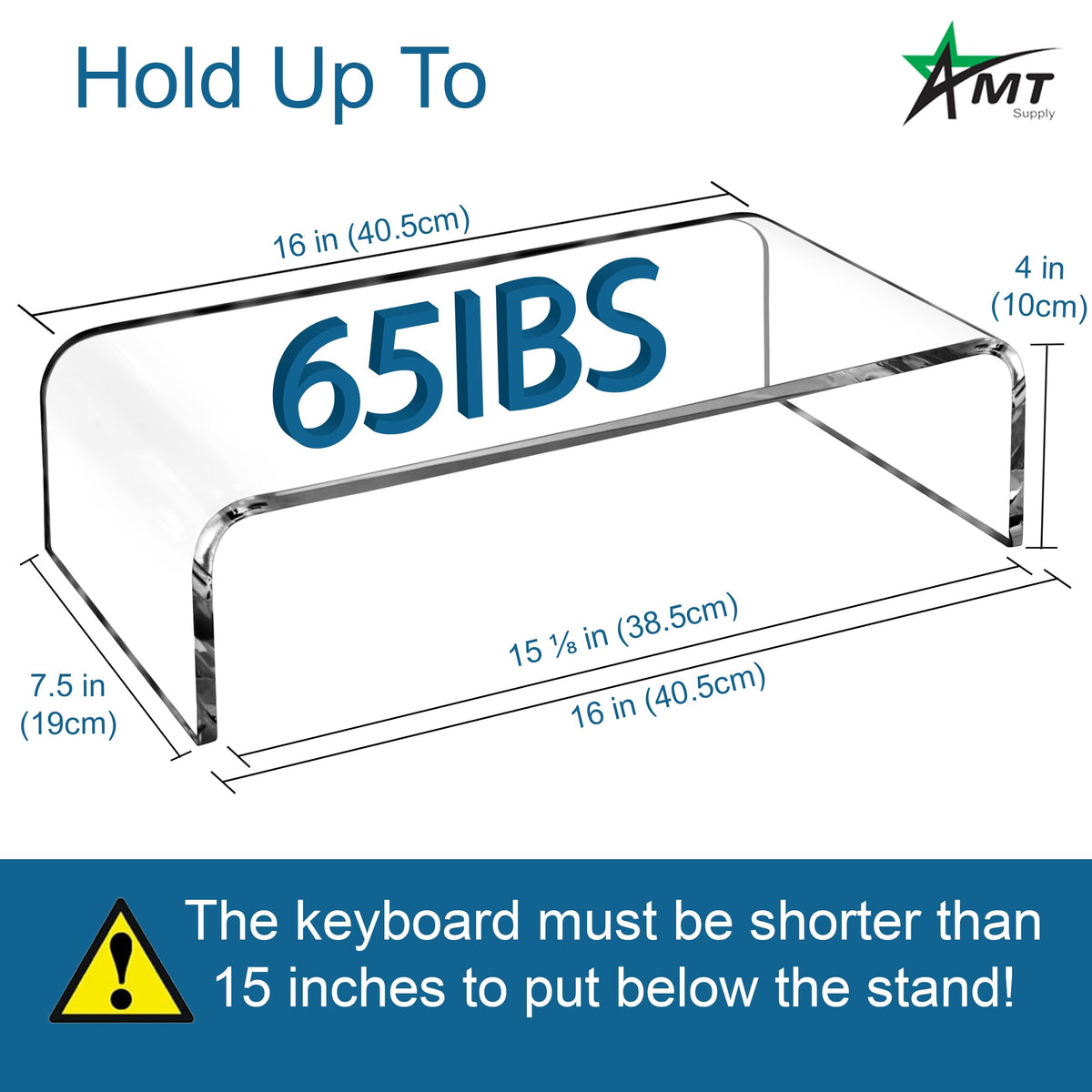 AMT 16 Inch Acrylic Laptop Monitor Stand, Computer Riser with Cat Keyboard Protector, Space-Saving
