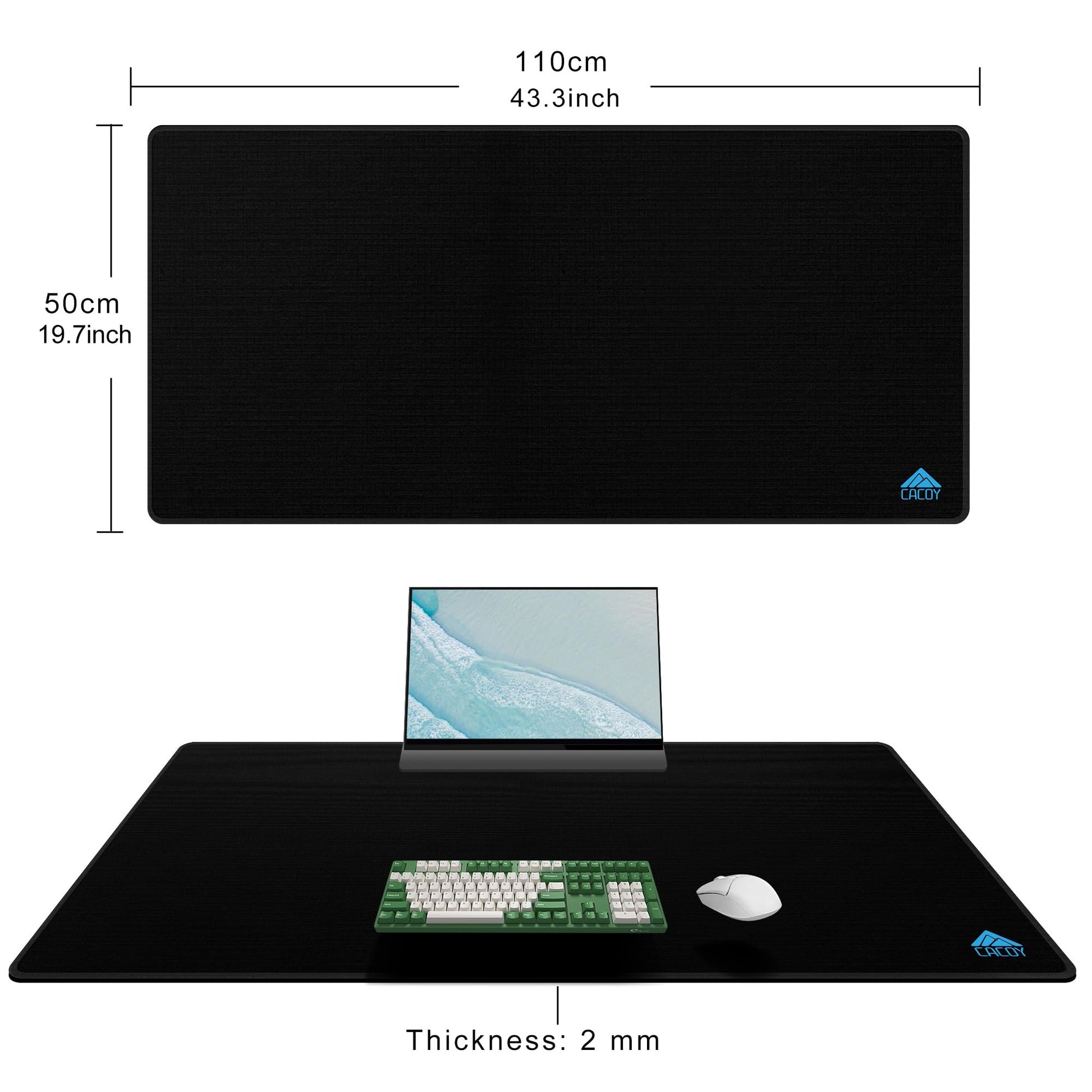 Cacoy 43" x 20" Extended Gaming Mouse Pad XXL, Large Mouse Mat with Stitched Edges, Non-Slip Rubber