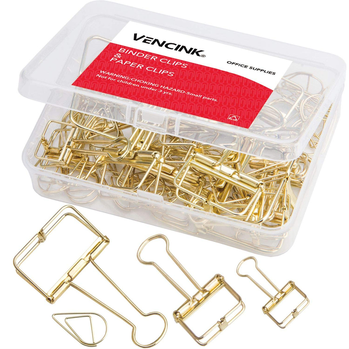 18 Pcs Gold Wire Binder Clips & 20 Pcs Cute Paper Clips Set
