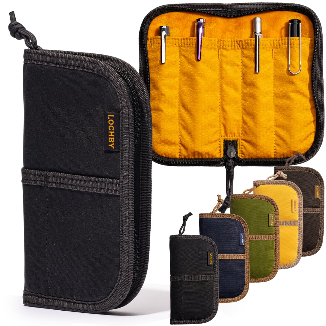 LOCHBY® Quattro | Slim and Elegant Pen Pouch, Durable Waxed Canvas, Lightly Padded for Fountain Pen