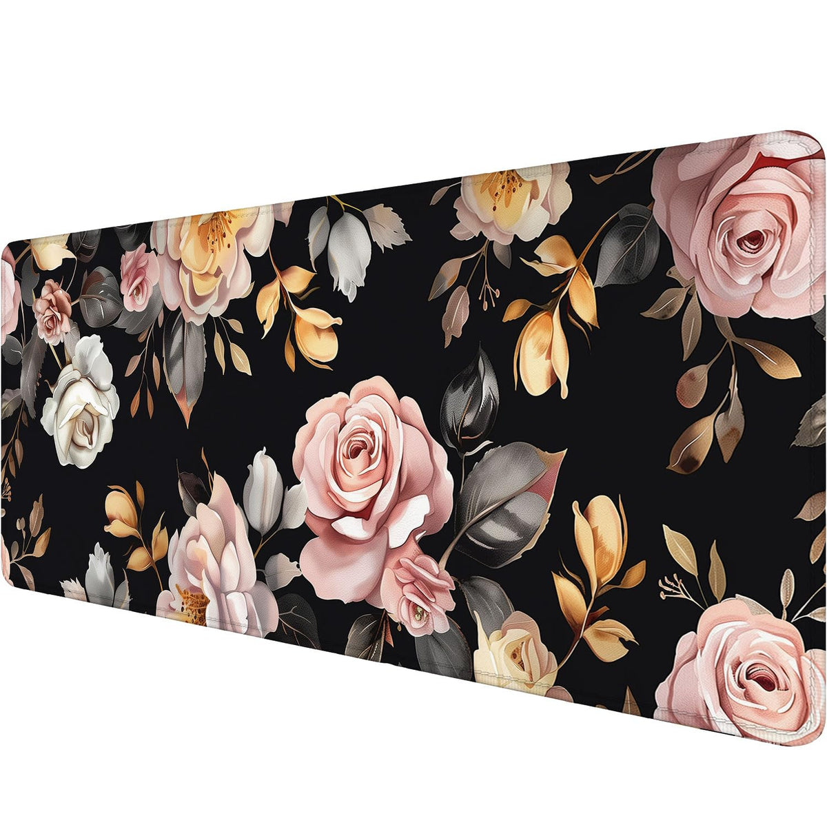 Peony Flowers Gaming Mouse Pad Pink Flowers Extended Gaming Mouse Pad Mat with Stitched Edge