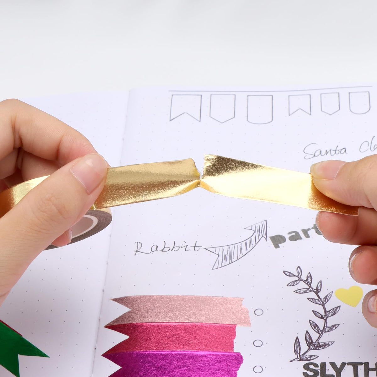 NatSumeBasics 3 Gold Foil Washi Tape Metallic Masking Craft Tapes
