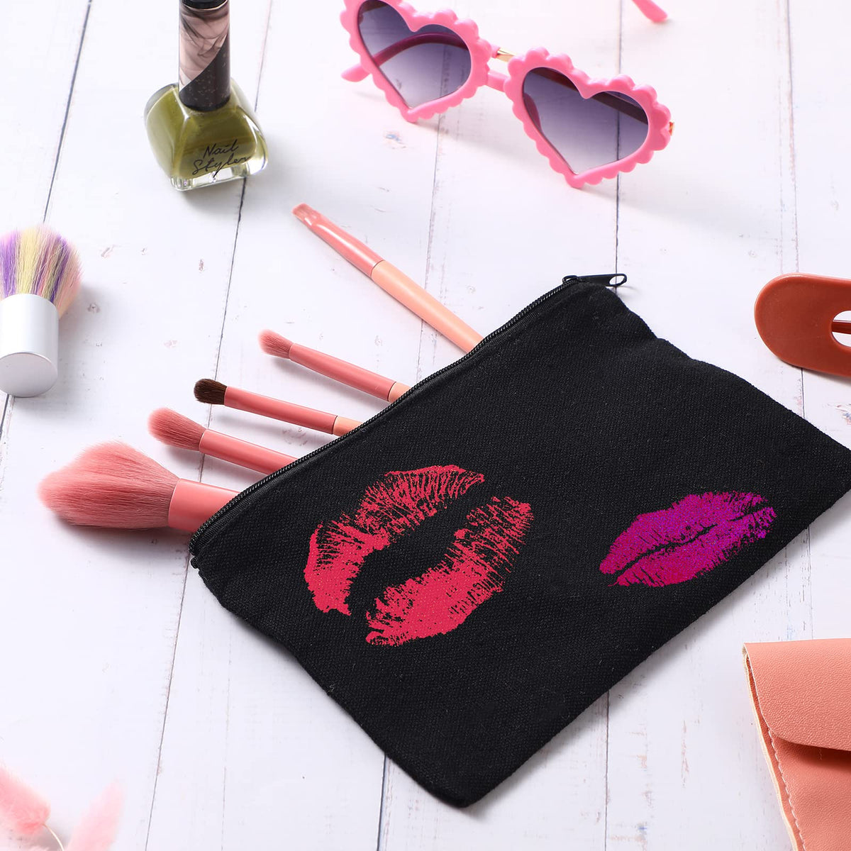 Frienda 50 Pcs Canvas Zipper Pouch Bulk Gift, Black