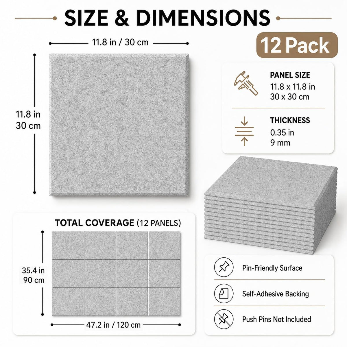 Baysola Felt Bulletin Board Tiles, Cork Board Alternative, 48 x 36 in