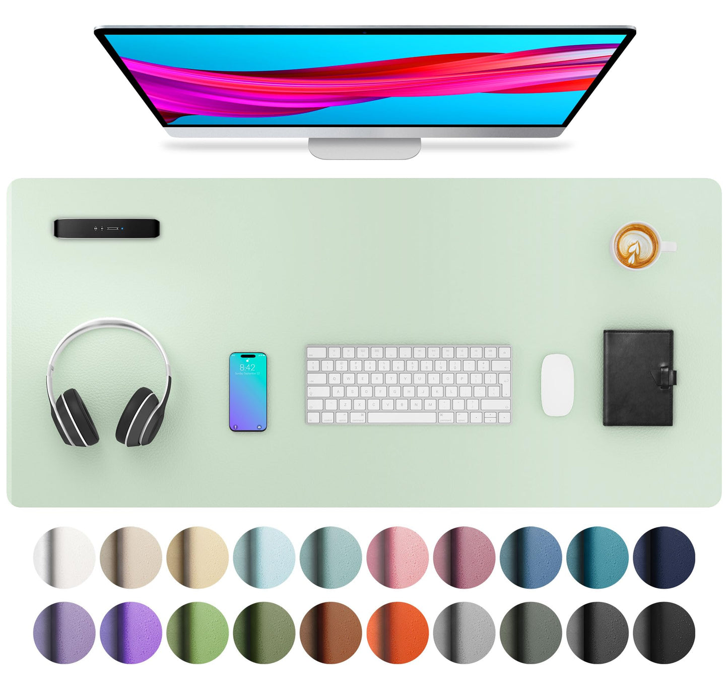 Aothia Large PU Leather Desk Pad Protector – Non-Slip Mouse Pad & Writing Mat for Office/Home