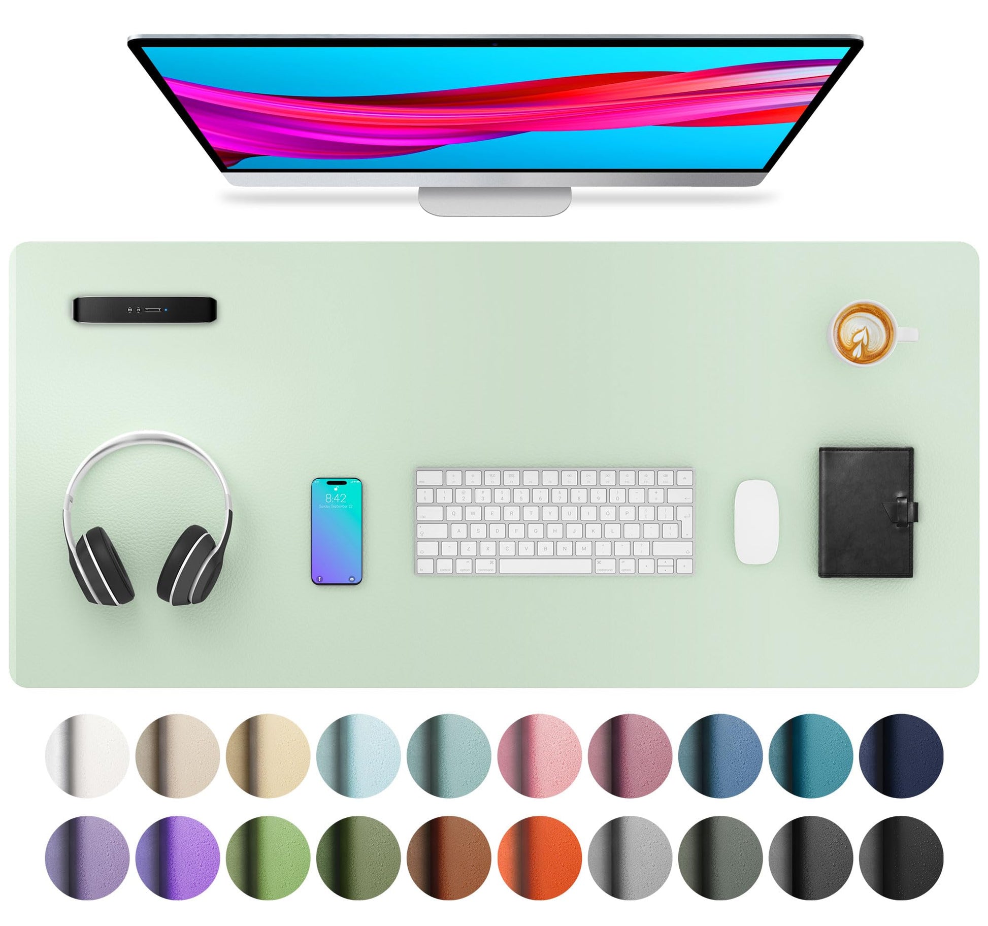 Aothia Large PU Leather Desk Pad Protector – Non-Slip Mouse Pad & Writing Mat for Office/Home
