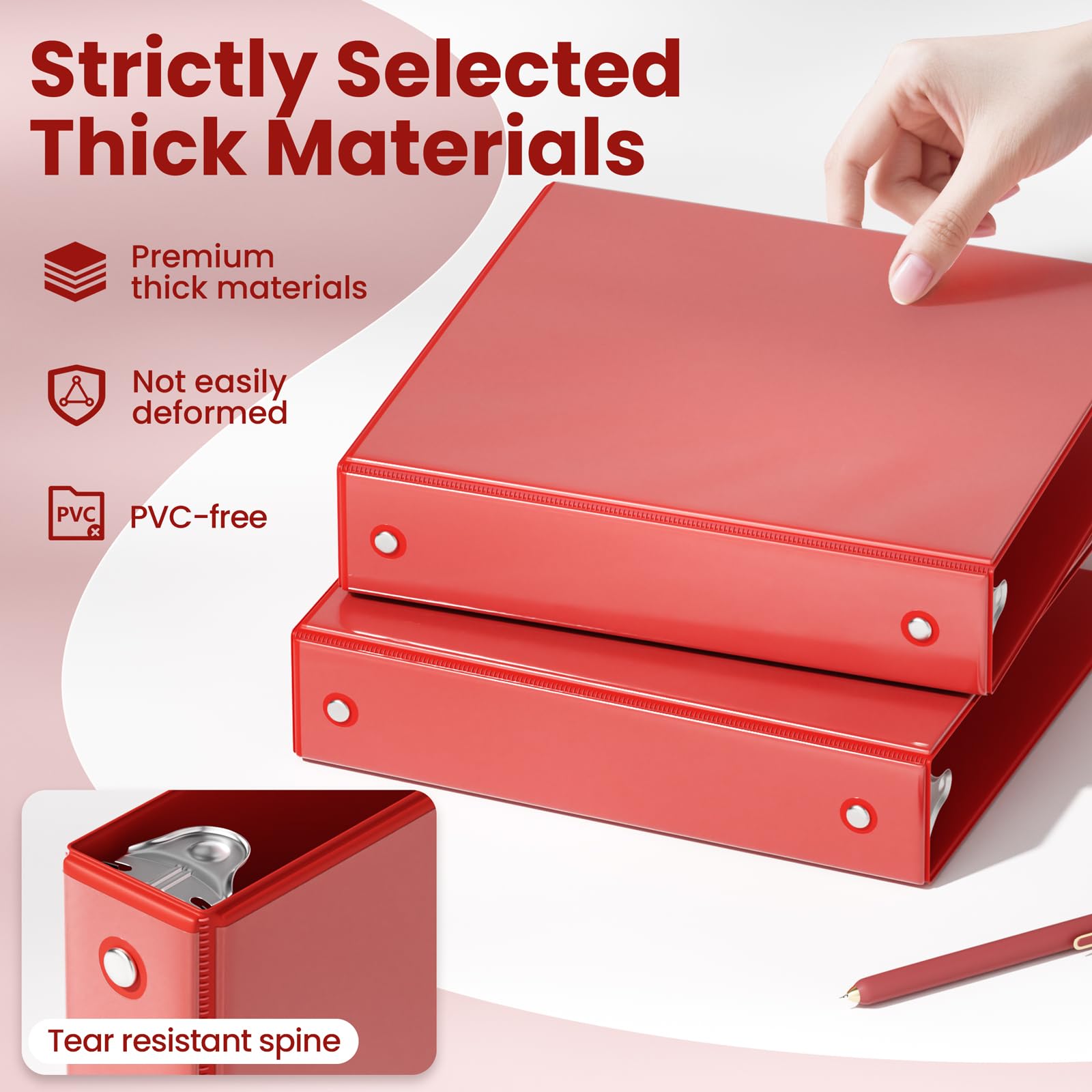 SUNEE 1.5 Inch Binders 3 Ring 4 Pack, 1 1/2 Inch Classic 4-Color Binder Set (8.5x11 Inches) for