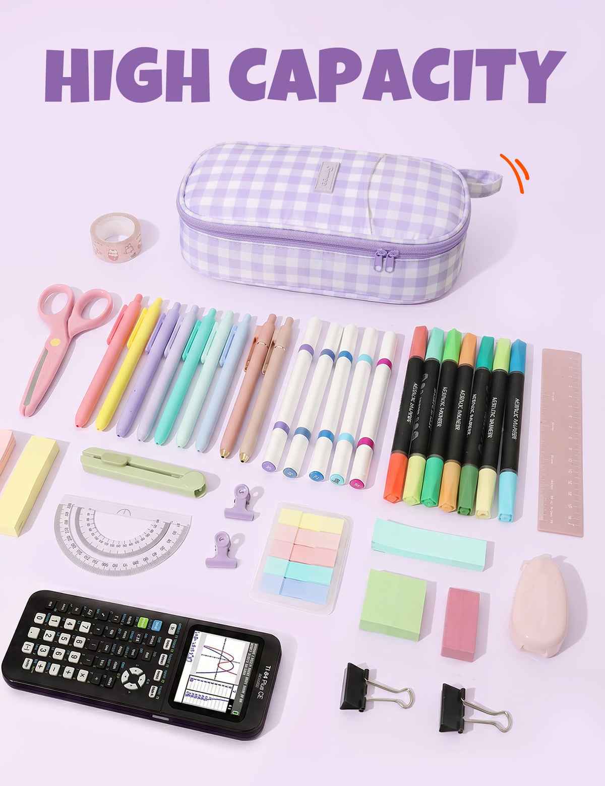 SUNEE Cute Pencil Case, Large Colored Pencil Pouch, Aesthetic Pen Bag with Zipper, Kawaii