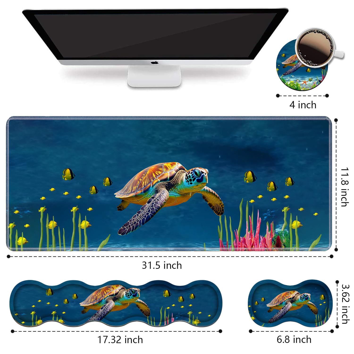 Ergonomic Keyboard Wrist Rest and Mouse Pad Wrist Rest Set, Large XXL Gaming Mousepad 31.5"x 11.8"