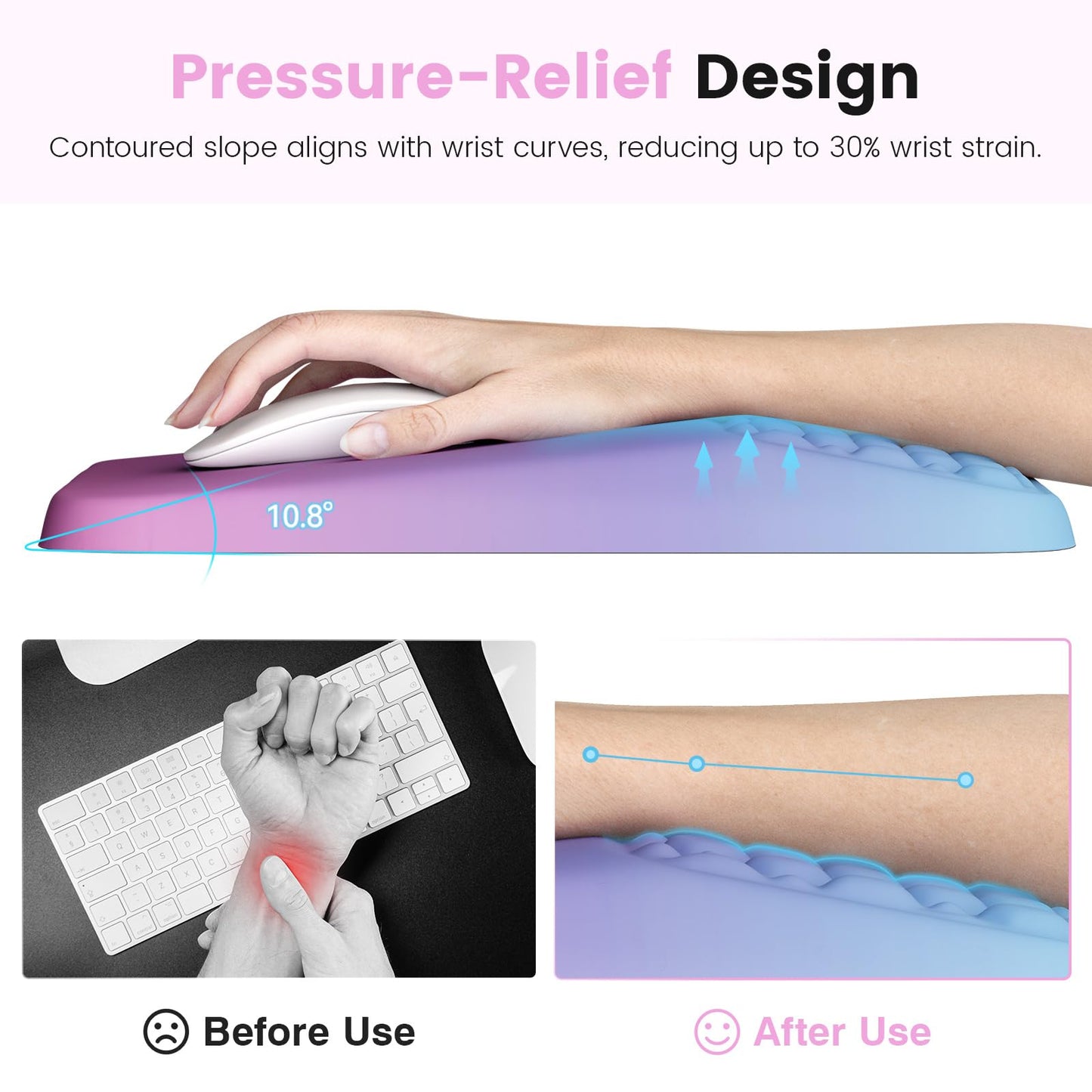 Ospelelf Mouse Pad with Wrist Rest Ergonomic Comfortable Pain Relief Mousepad Wrist Support for