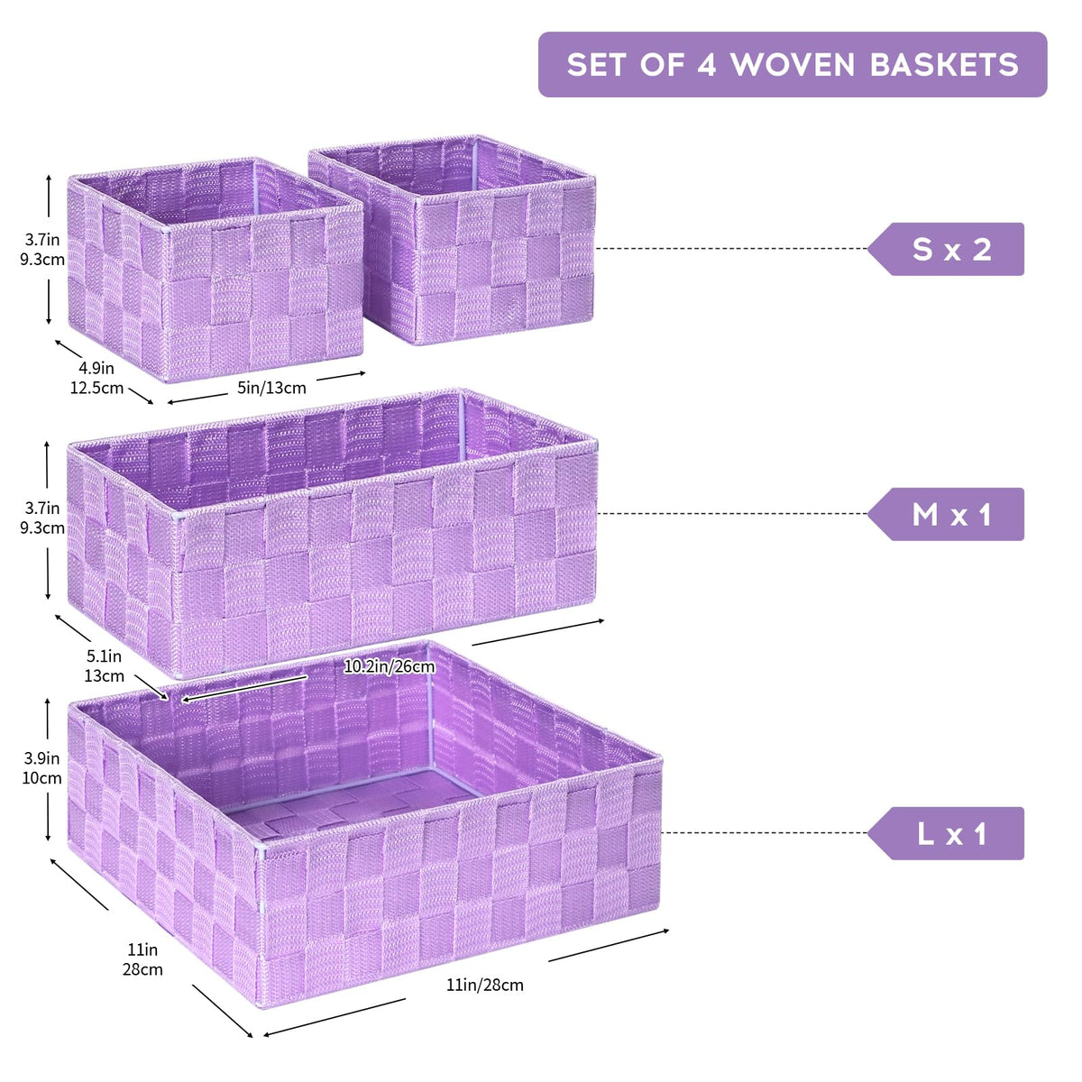 Posprica Woven Storage Baskets for Organizing, Small Black Baskets Cube Bin Container Tote