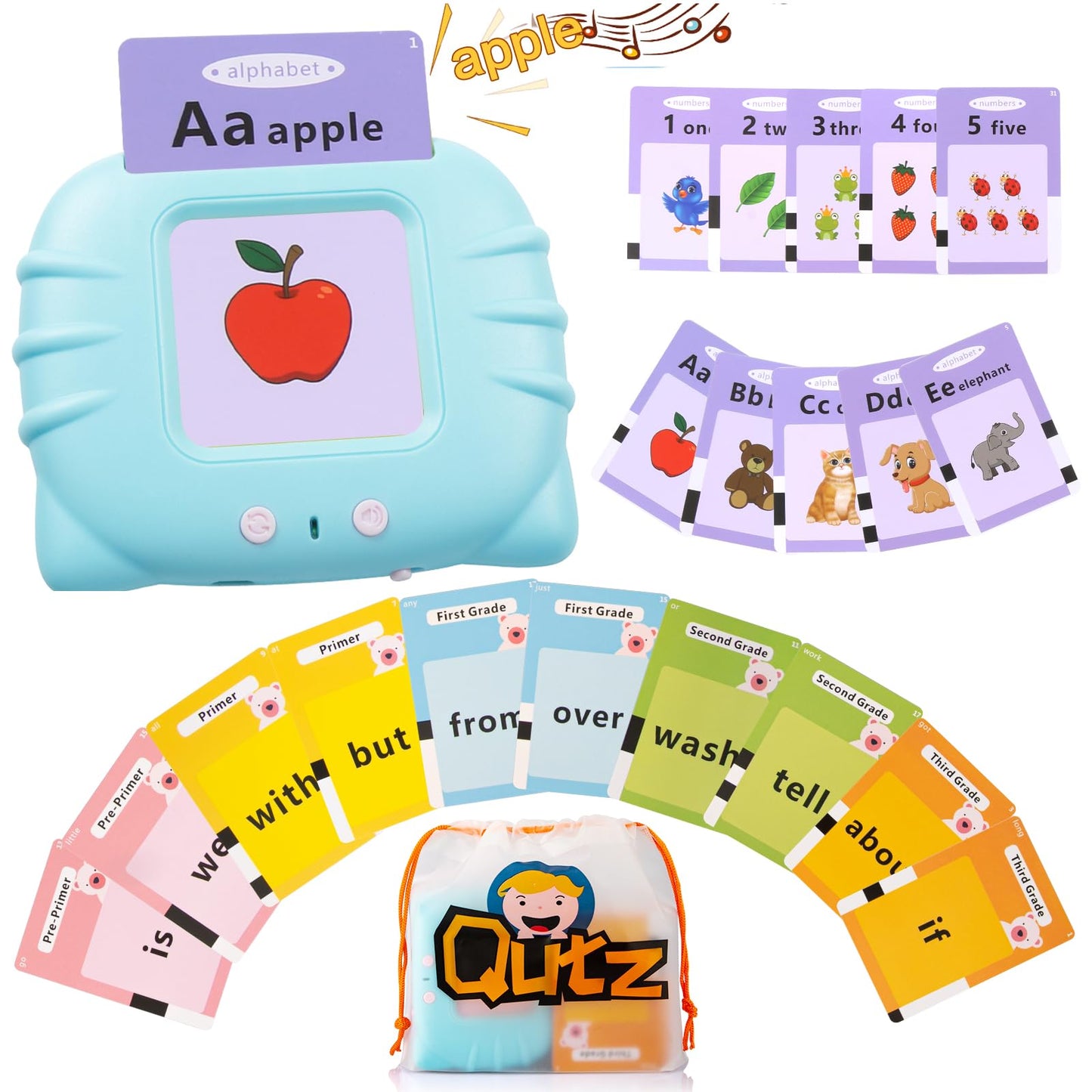 QuTZ Talking Flash Cards,ABC Learning for Toddlers 2-4, Autism Toys, Speech Therapy Toys