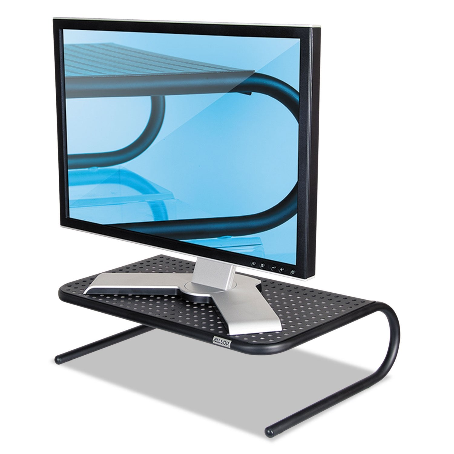 Allsop Large Metal Art Monitor Stand, 18-Inch Wide Platform Holds 50 lbs with Keyboard Storage