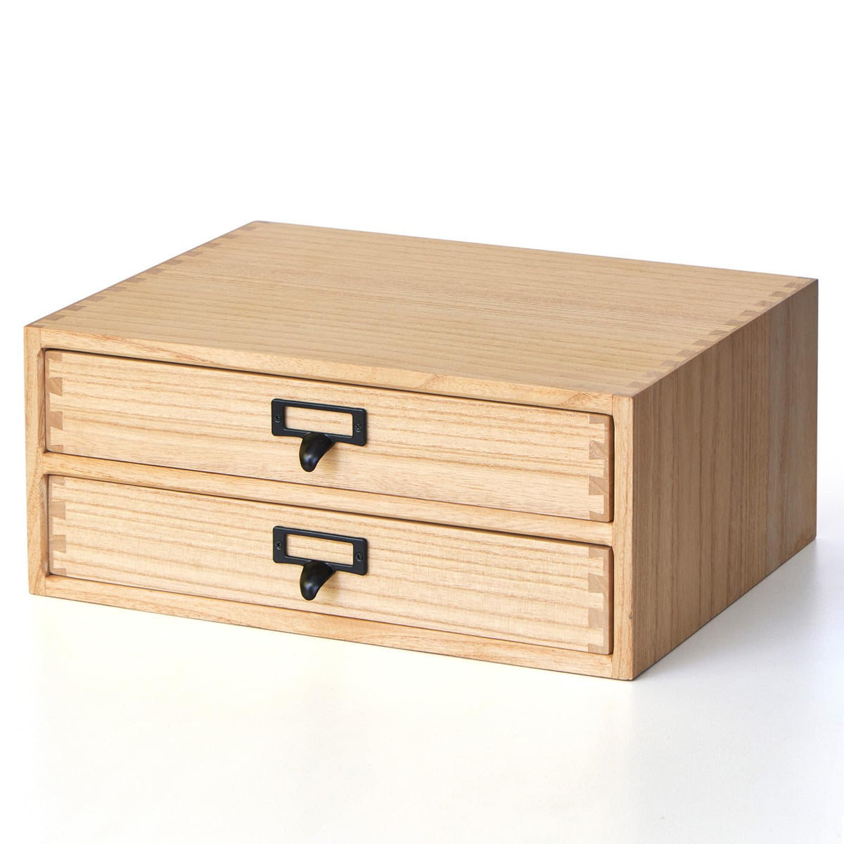 KIRIGEN Solid Wood Desk Organizer with 2 Drawers, Desktop Storage, Natural