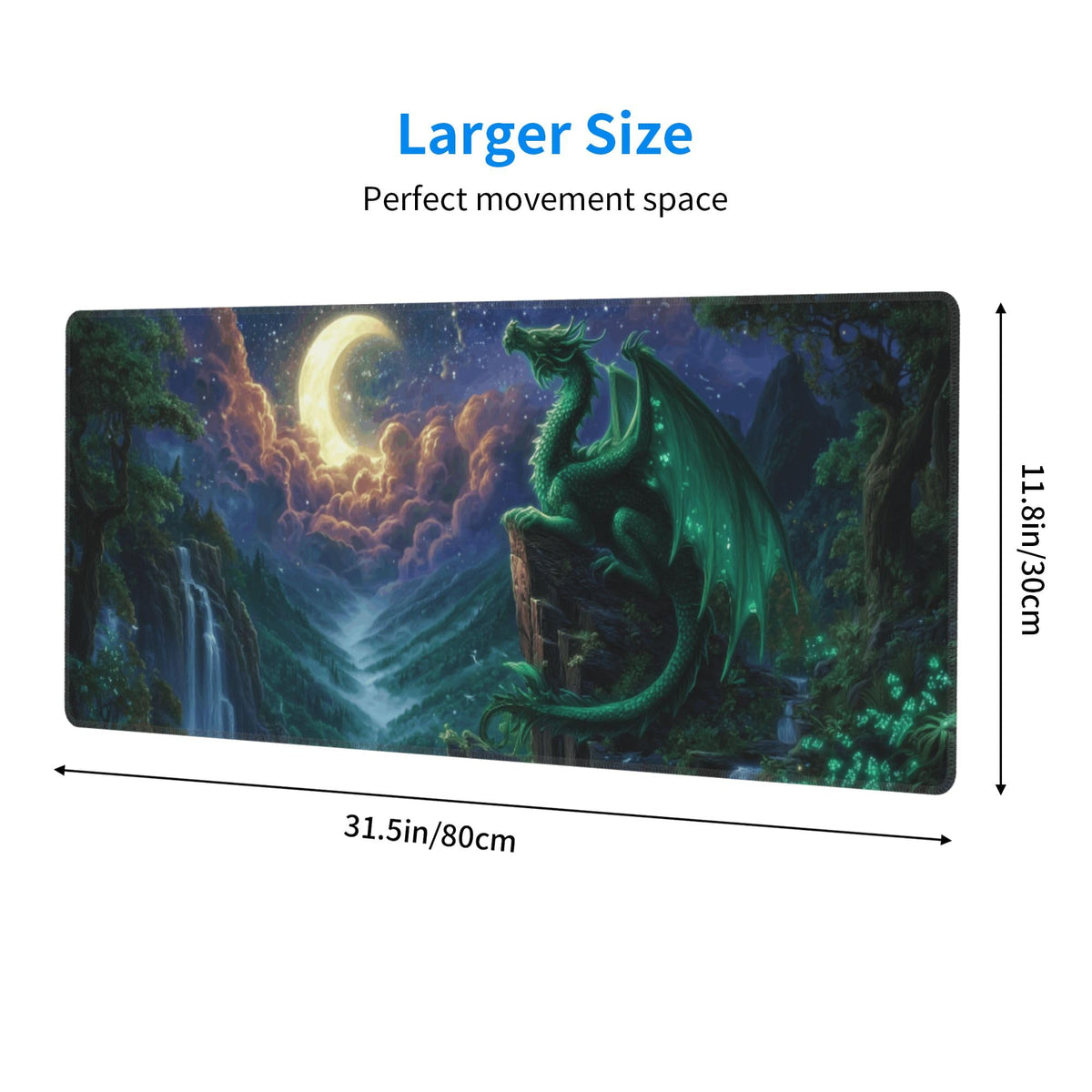 Dragon Moon Mouse Pad Extended Large Gaming Mouse Pad XL Stitched Edges for Gamer Home Office 31.5