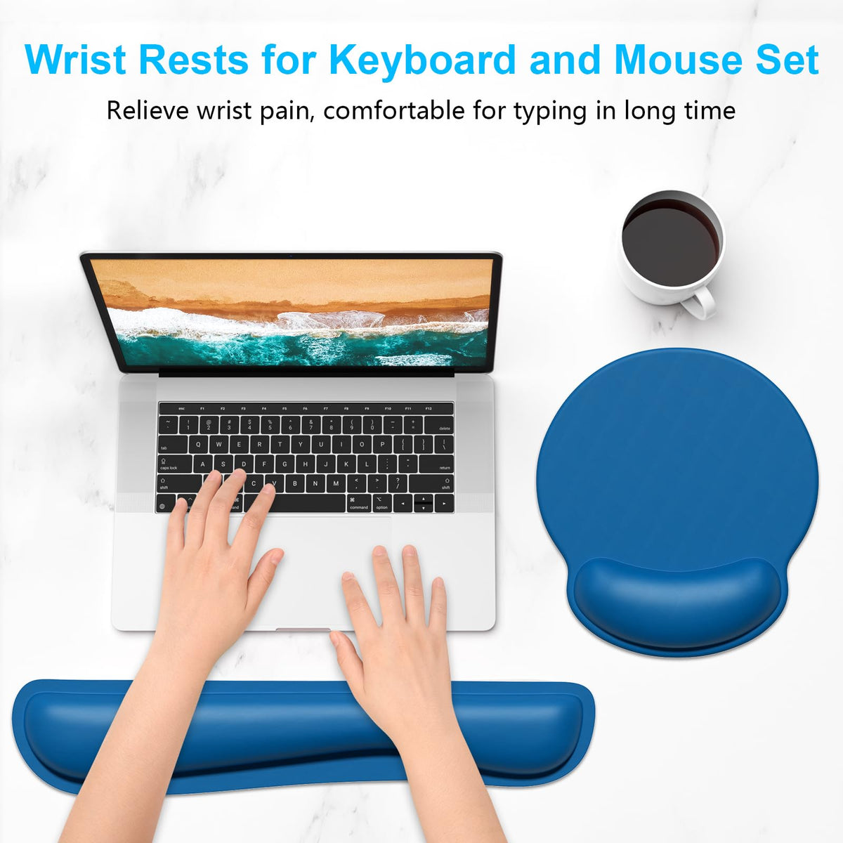 Dapesuom Keyboard Wrist Rest and Mouse Pad with Wrist Support, Memory Foam Cushion for Keyboard and