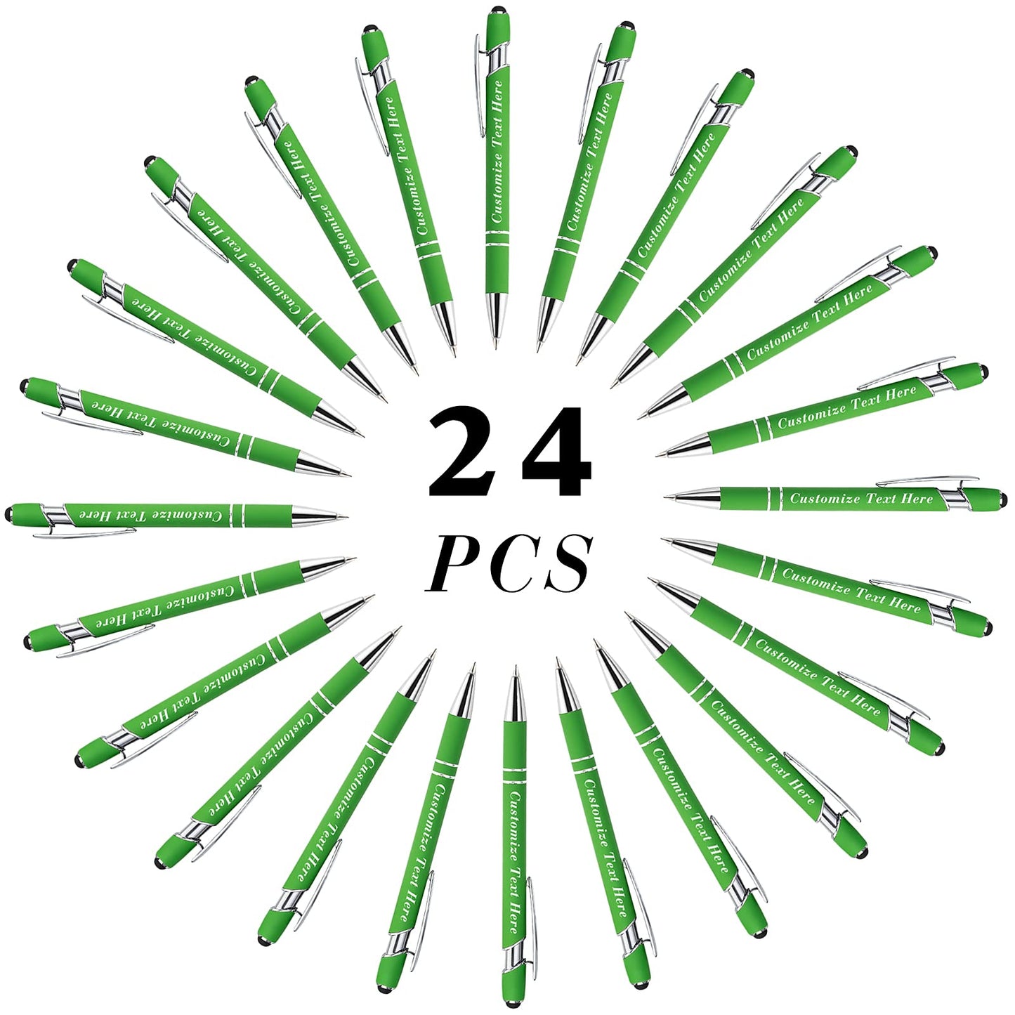 Personalized Pens Bulk with Stylus Tip 24 Pcs Custom Engraving Ballpoint Pens with Name Message