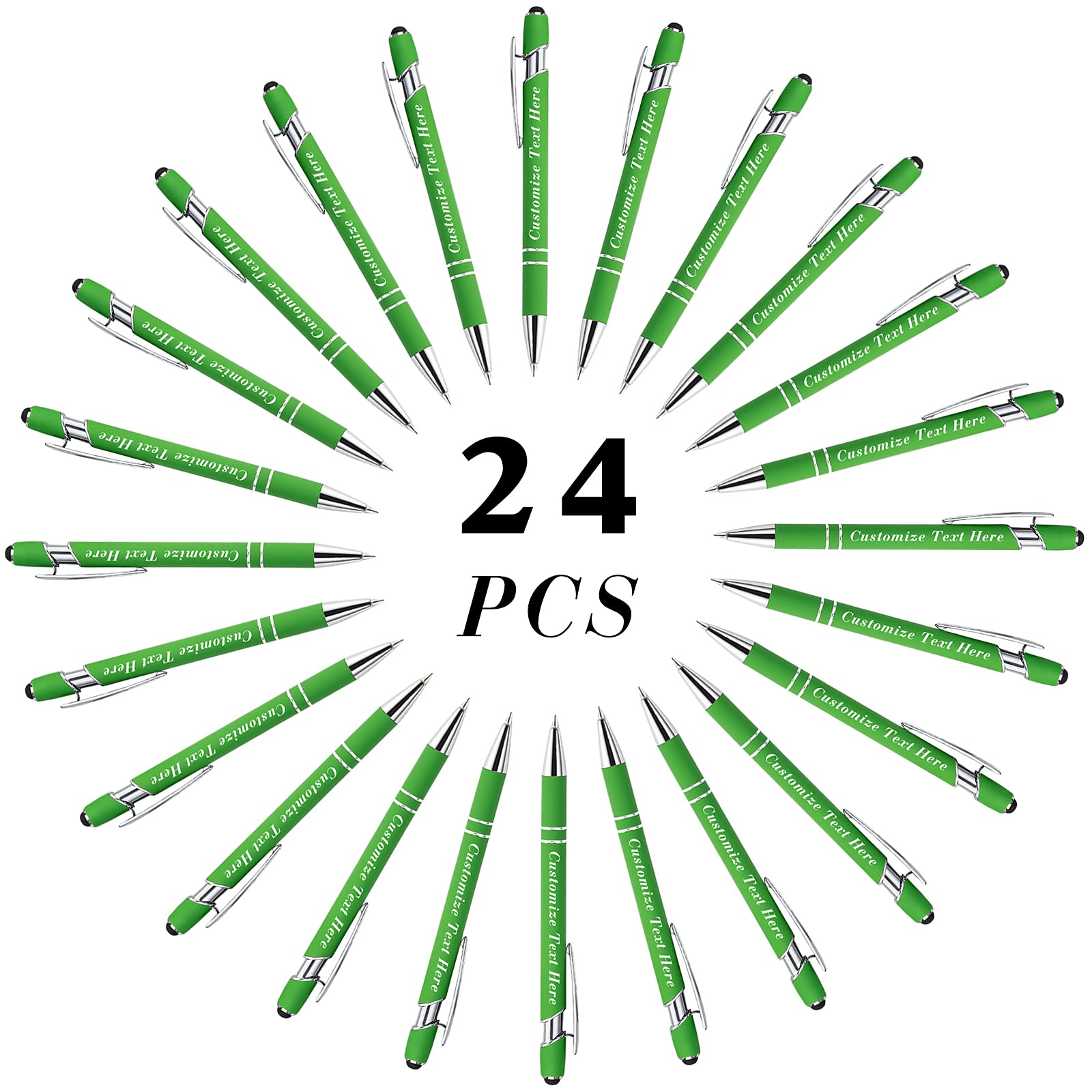 Personalized Pens Bulk with Stylus Tip 24 Pcs Custom Engraving Ballpoint Pens with Name Message