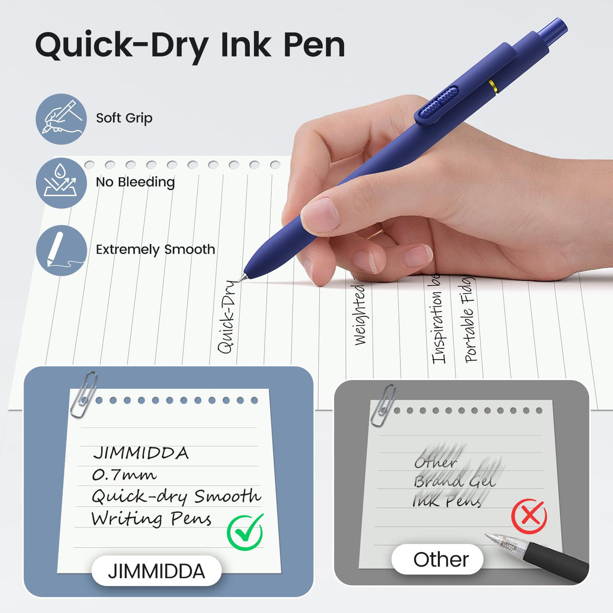 JIMMIDDA 16 Pack Gel Pens, Black Ink Quick-Drying No Smudge with Fidget