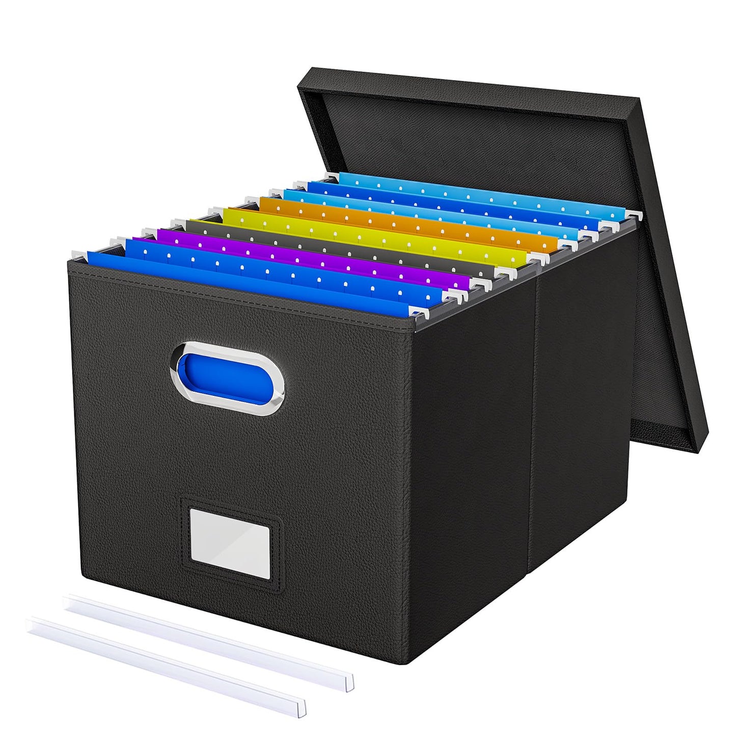 Oterri File Organizer Box with Lid - Portable Hanging File Box for Letter/Legal Files