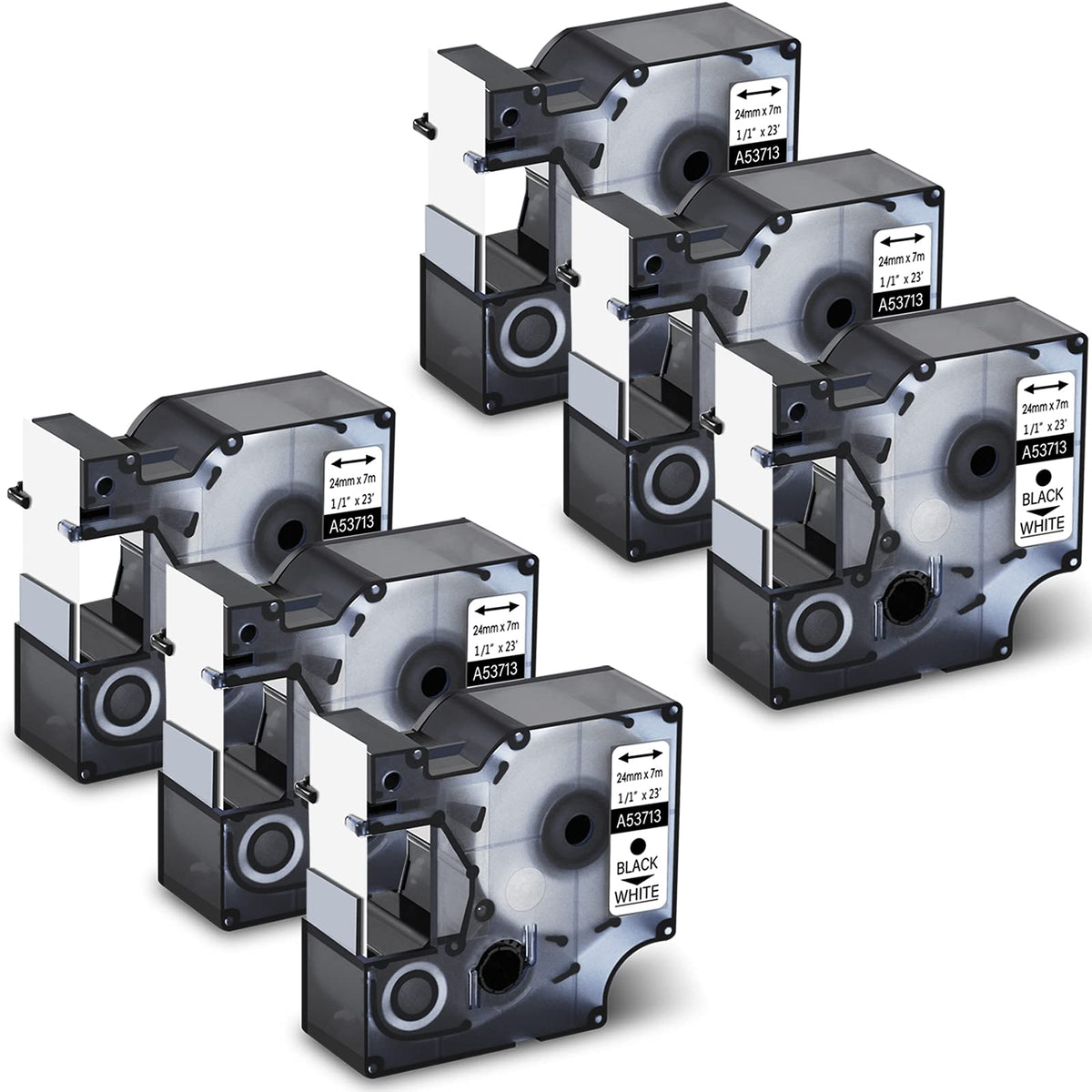 GREENCYCLE 6PK 24mm Black on White D1 Label Refills Compatible for Dymo D1 Label Tape 53713