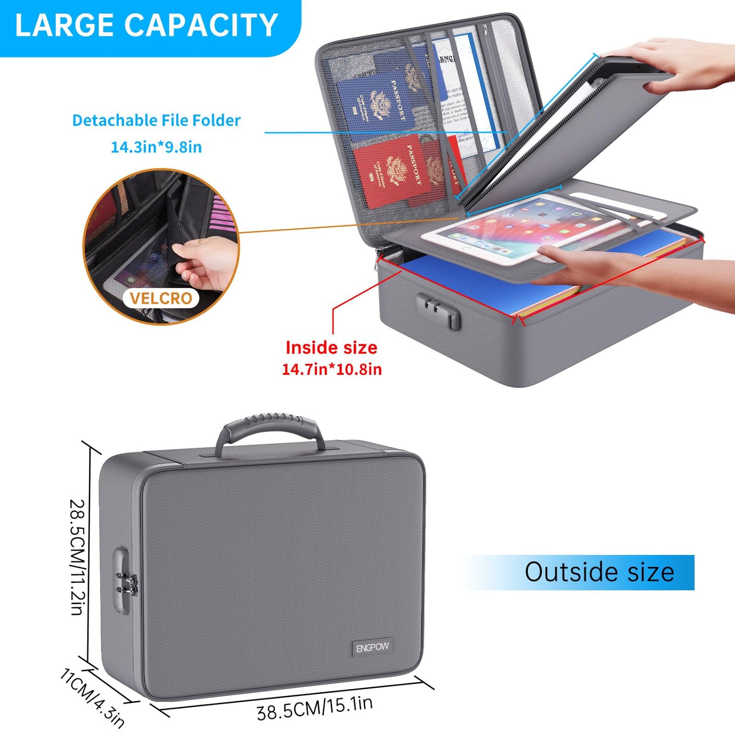 ENGPOW Fireproof File Organizer Bag with 13 Pockets Accordion File Folder