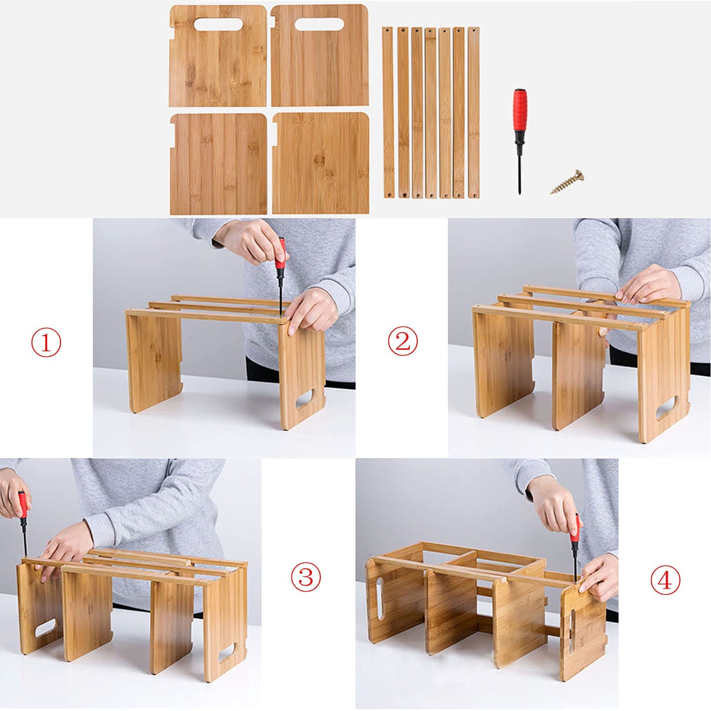 Fox Claw Desktop Bookshelf Expandable Desktop Organizer Counter Bookcase Desk Storage Organizer