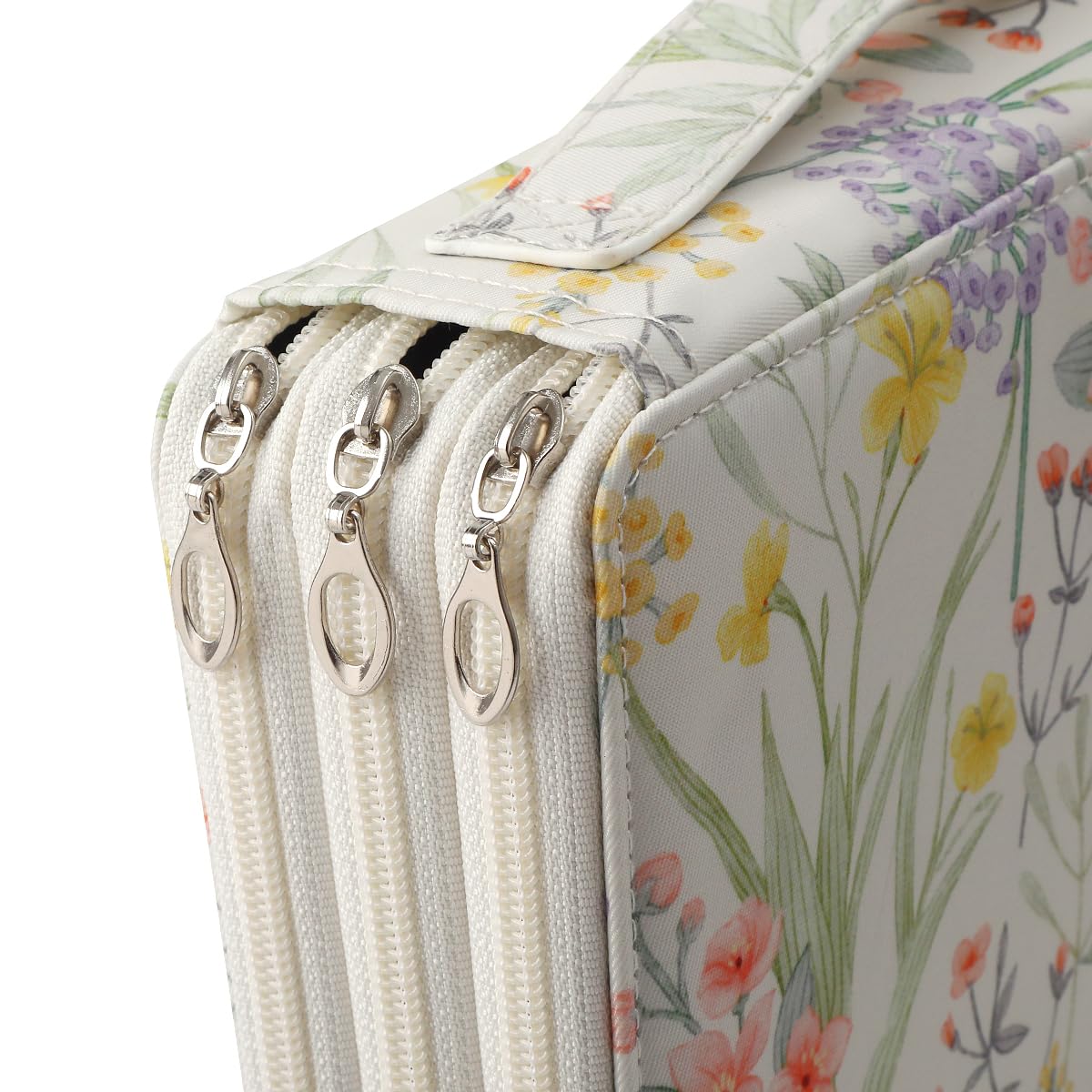 Lbxgap Canvas 120 Slots Pencil Case 3-Layer Zipped Holder w/Handle