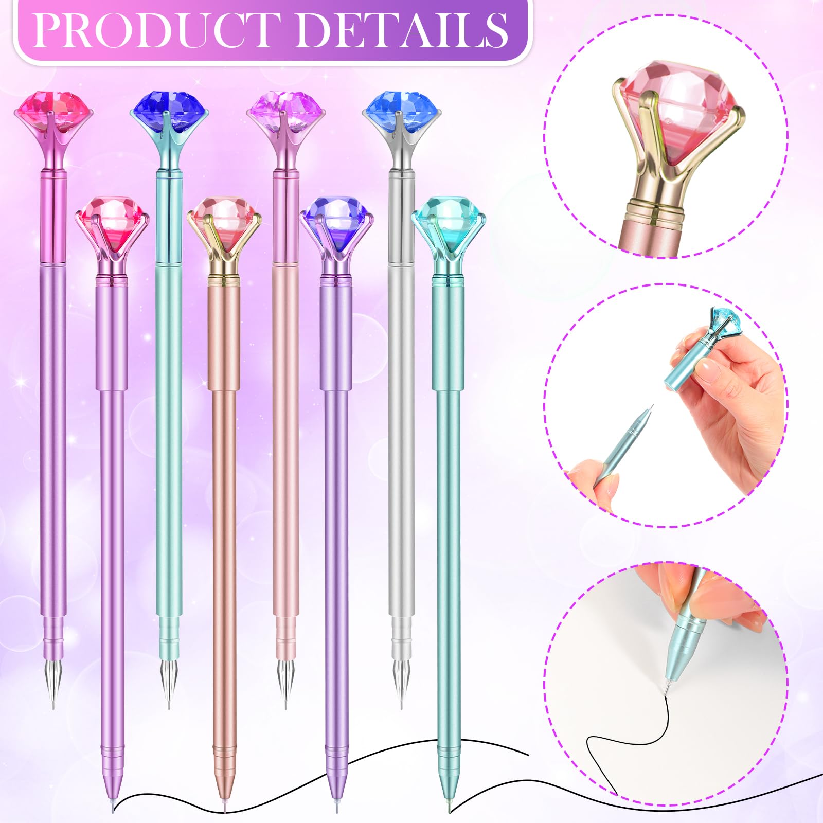 Mimorou 48 Pcs Diamond Pens with Crystal Retractable 1.0 mm, Classic Style