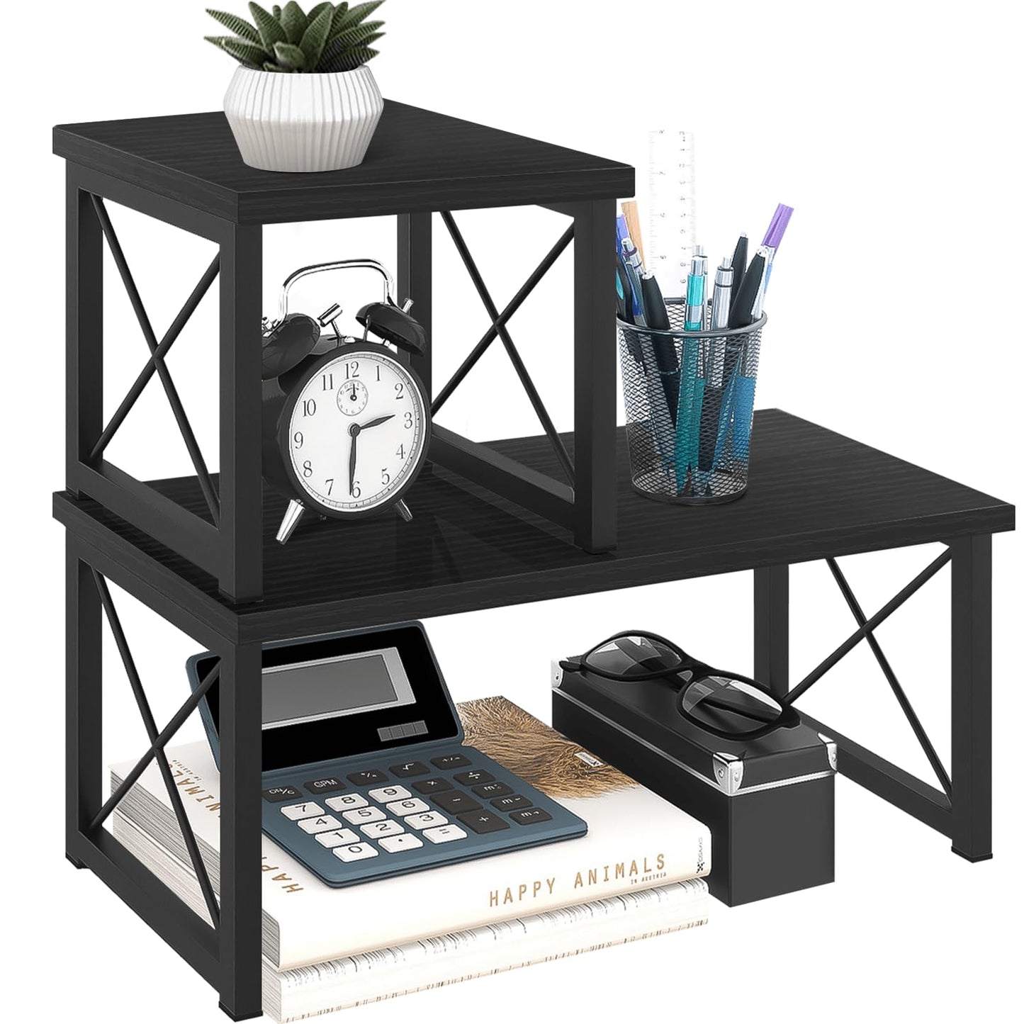 ELITEROO Wood Desktop Shelf, Freestanding Small Bookshelf Organizers