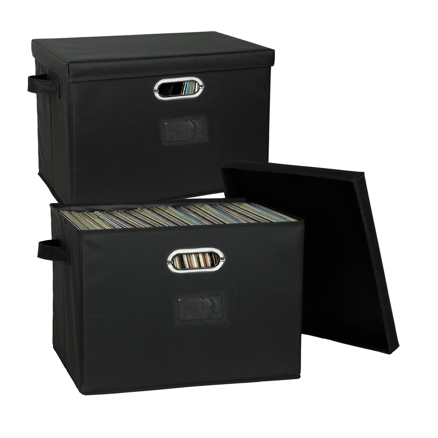 12-Inch Vinyl Record Storage Boxes with Lids and Handles, Stylish and Practical LP Record Organizer