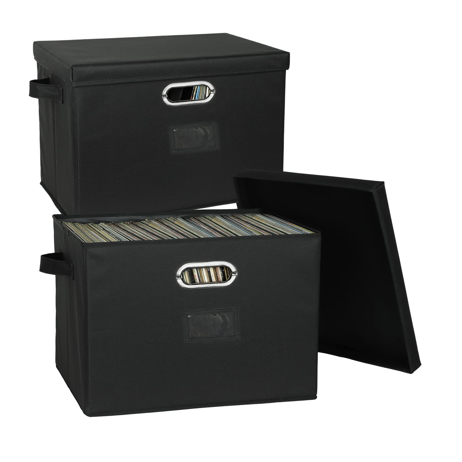 12-Inch Vinyl Record Storage Boxes with Lids and Handles, Stylish and Practical LP Record Organizer