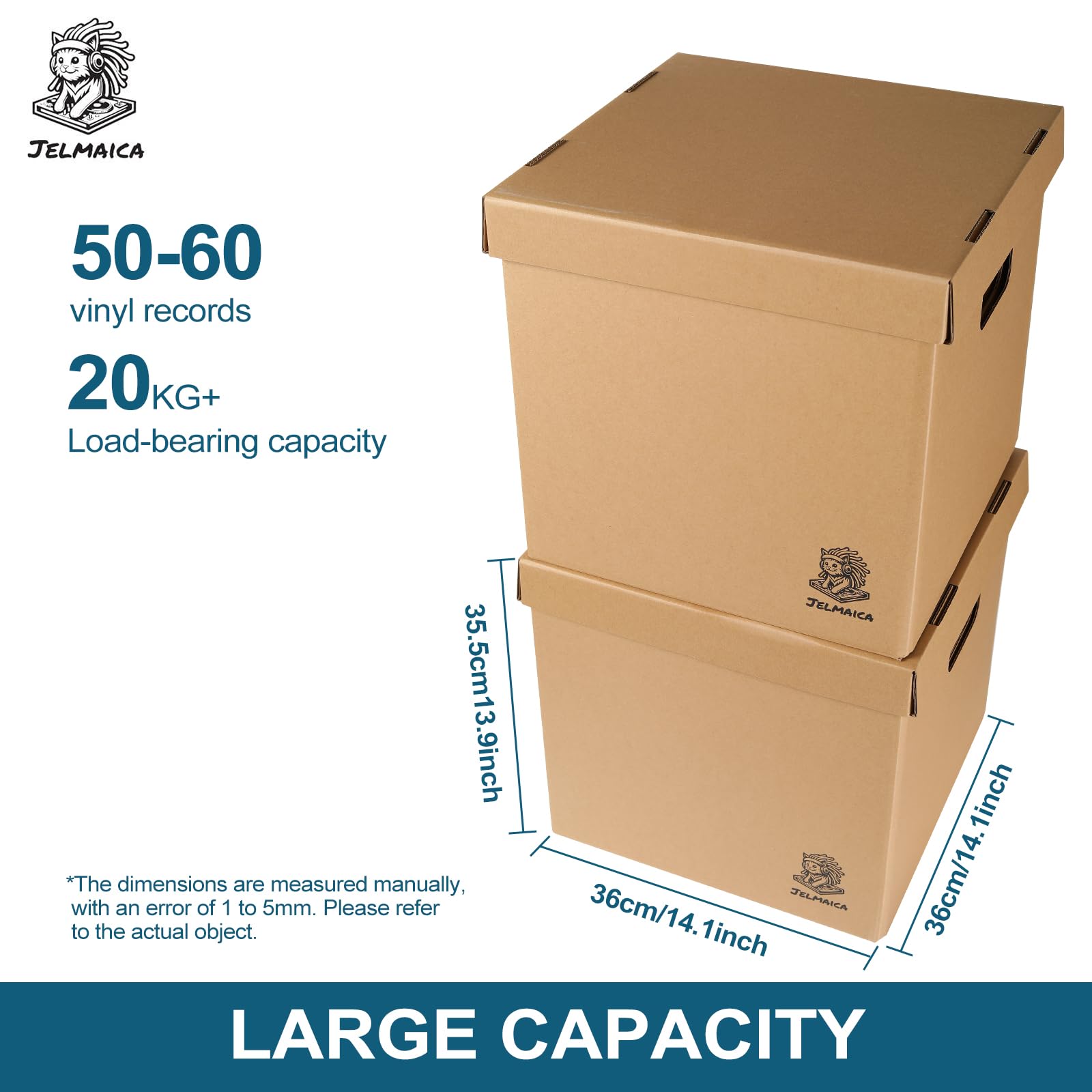 12" Vinyl Record Storage and Moving Box, Holds 60 Records or LPs, 4-Pack